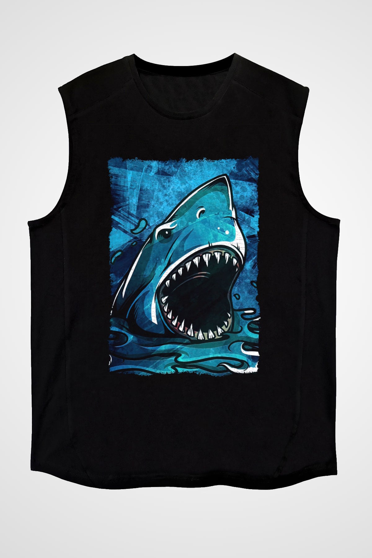 Jaws Siyah Unisex Kolsuz Tişört