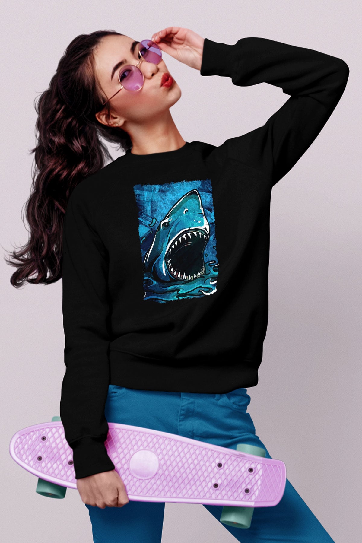 Jaws Siyah Unisex Sweatshirt