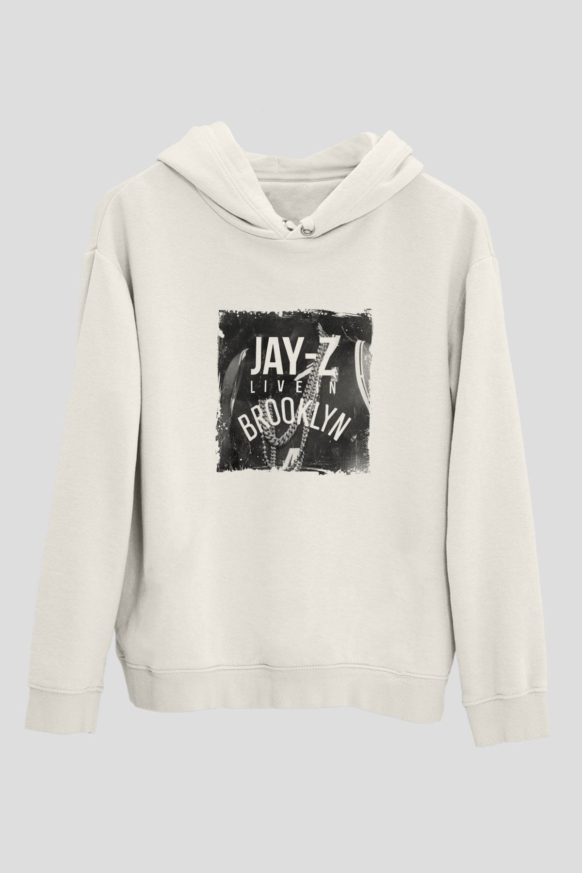 Jay-Z Baskılı Unisex Beyaz Kapüşonlu Sweatshirt