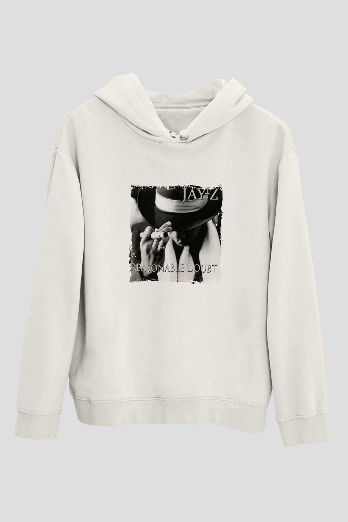 Jay-Z Baskılı Unisex Beyaz Kapüşonlu Sweatshirt