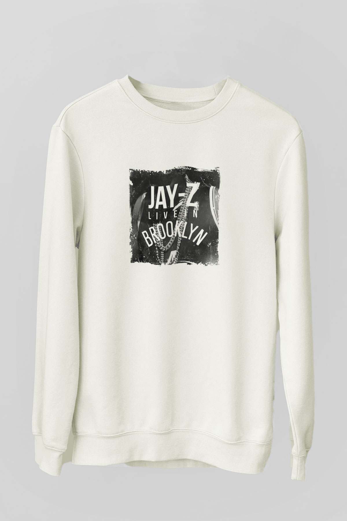 Jay-Z Baskılı Unisex Beyaz Sweatshirt