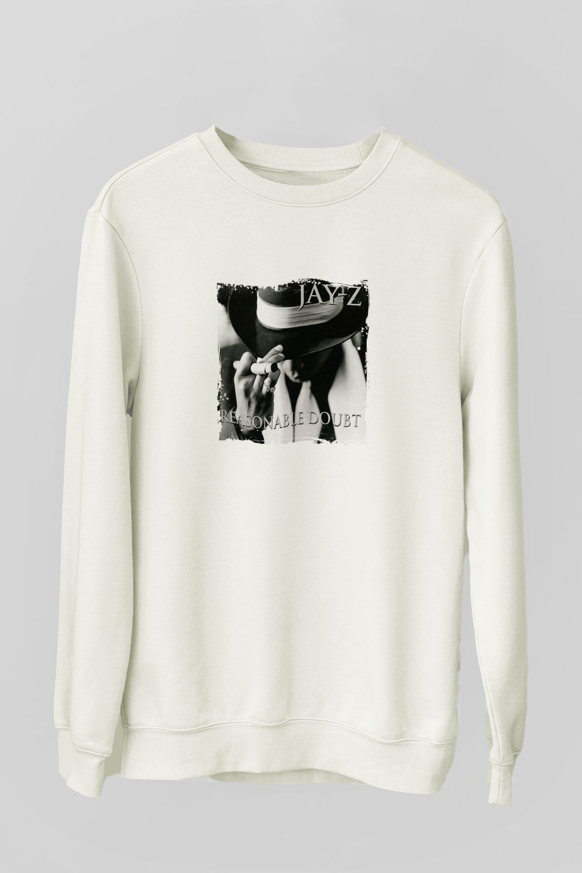 Jay-Z Baskılı Unisex Beyaz Sweatshirt
