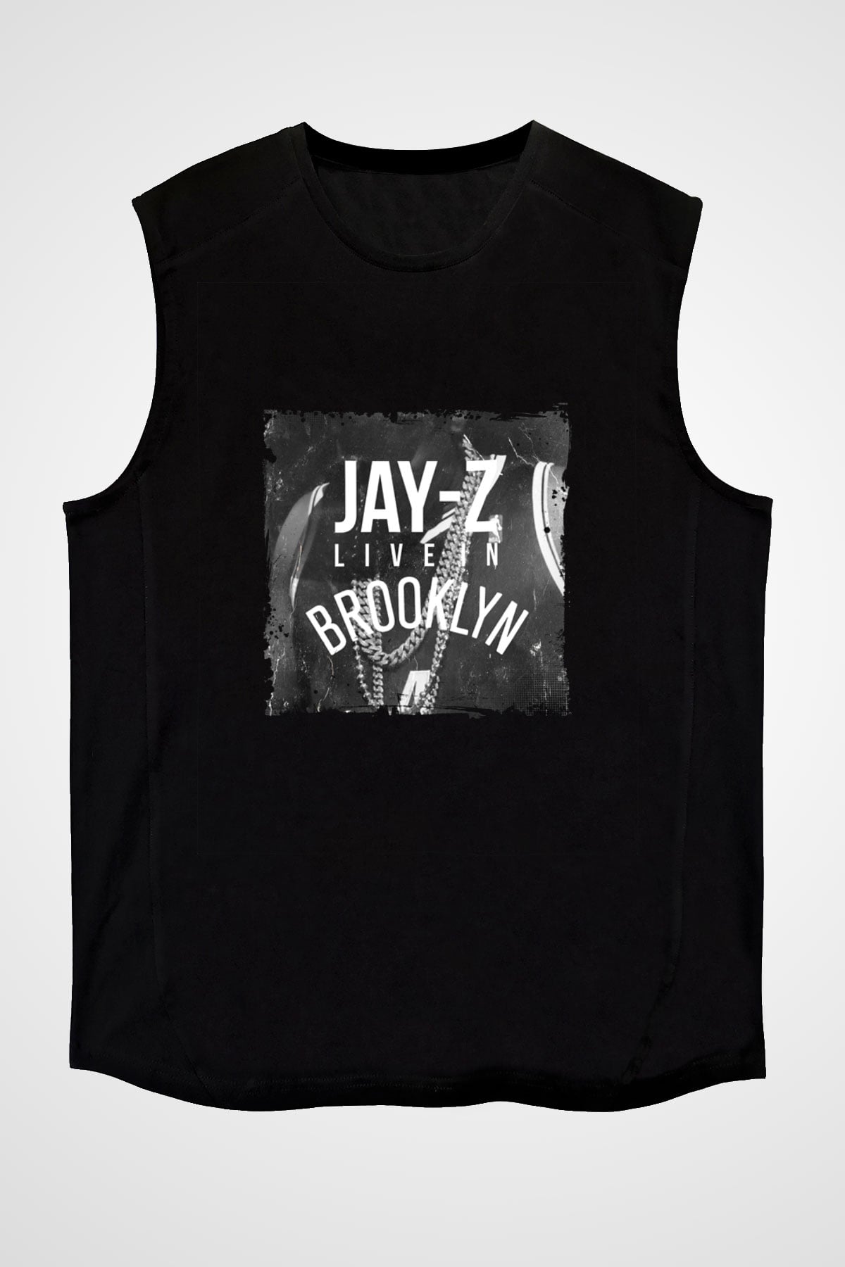 Jay-Z Baskılı Unisex Siyah Kolsuz Tişört
