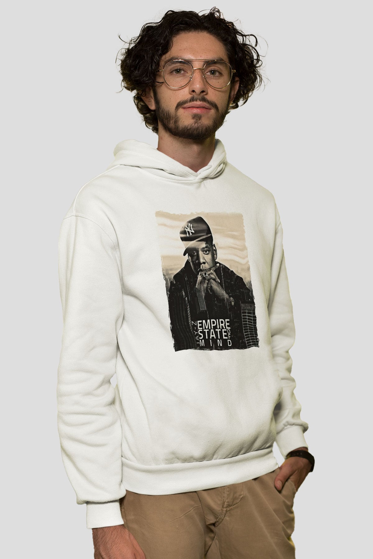 Jay-Z Beyaz Unisex Kapüşonlu Sweatshirt