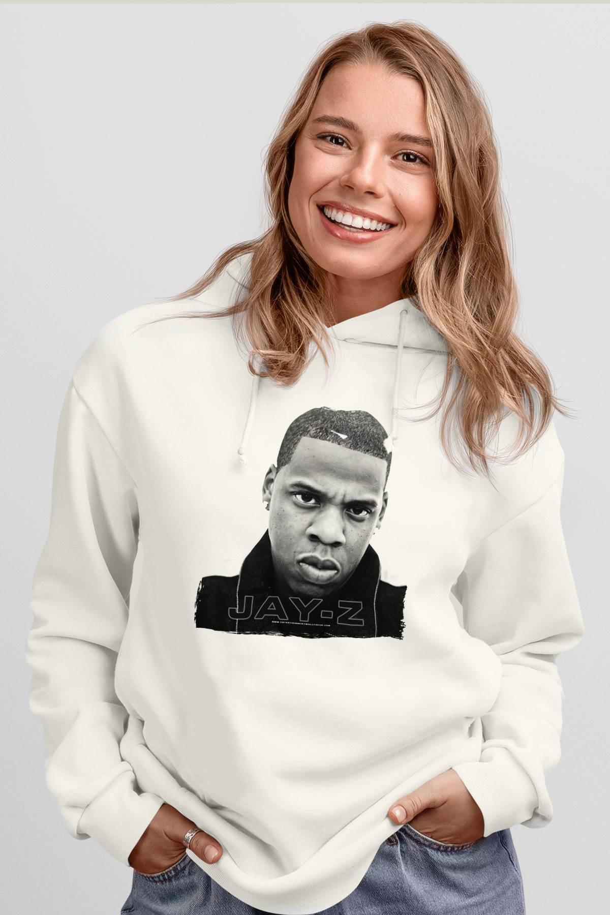 Jay-Z Beyaz Unisex Kapüşonlu Sweatshirt