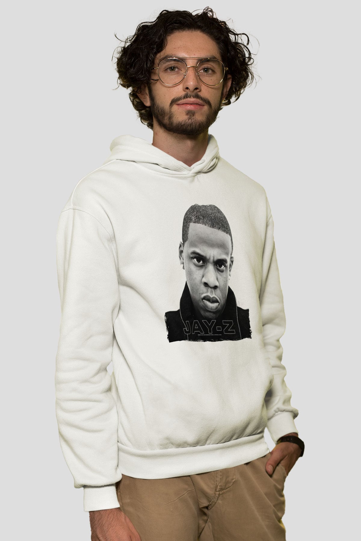 Jay-Z Beyaz Unisex Kapüşonlu Sweatshirt
