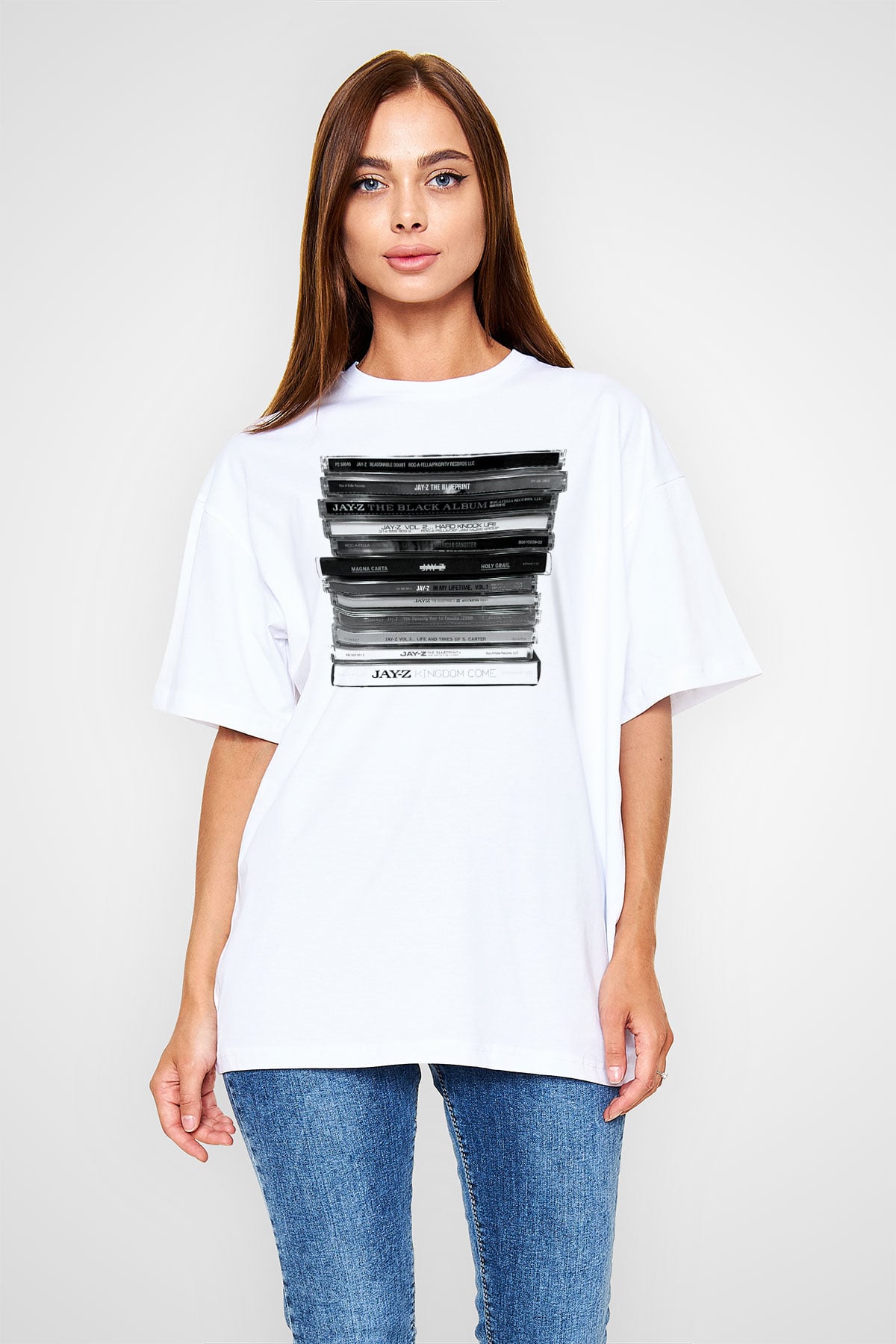 Jay-Z Beyaz Unisex Oversize Tişört T-Shirt