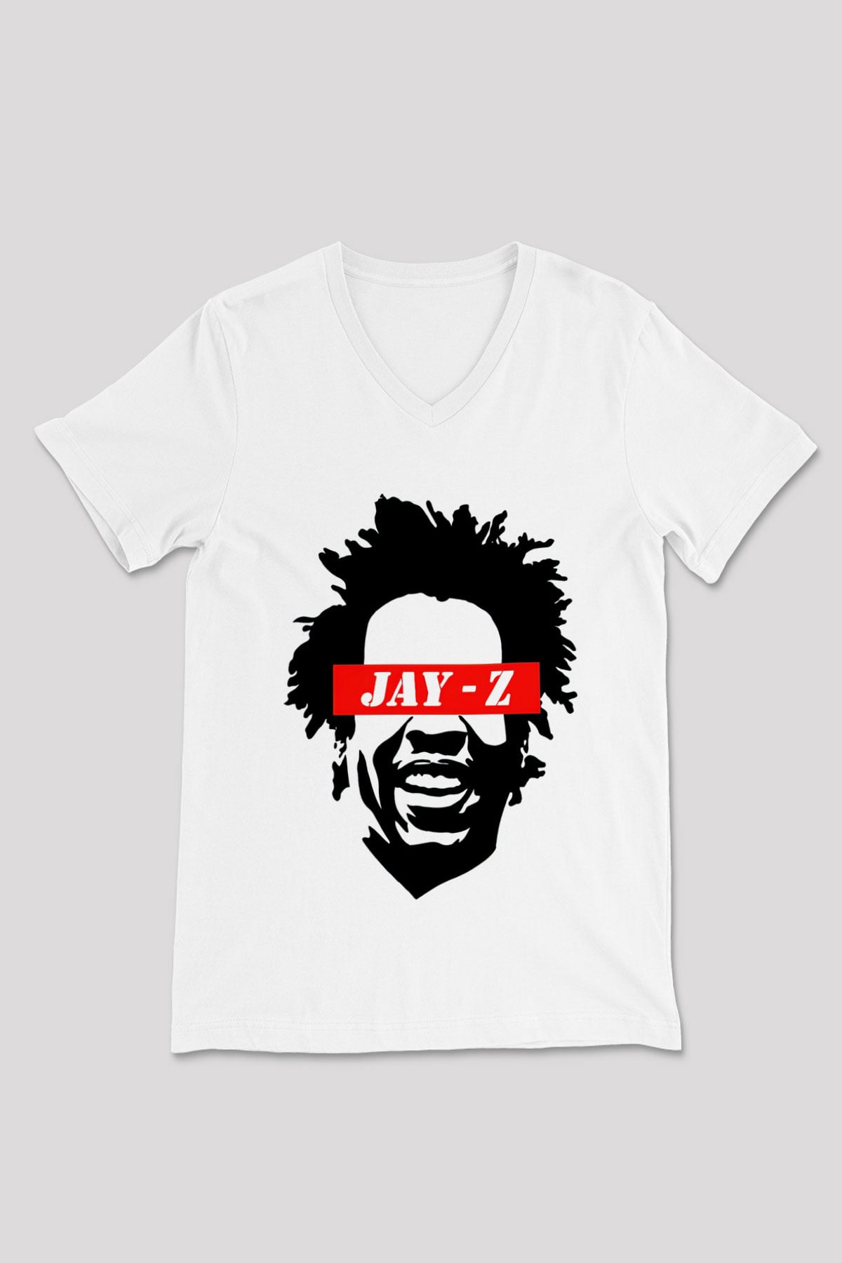 Jay-Z Beyaz Unisex V Yaka Tişört
