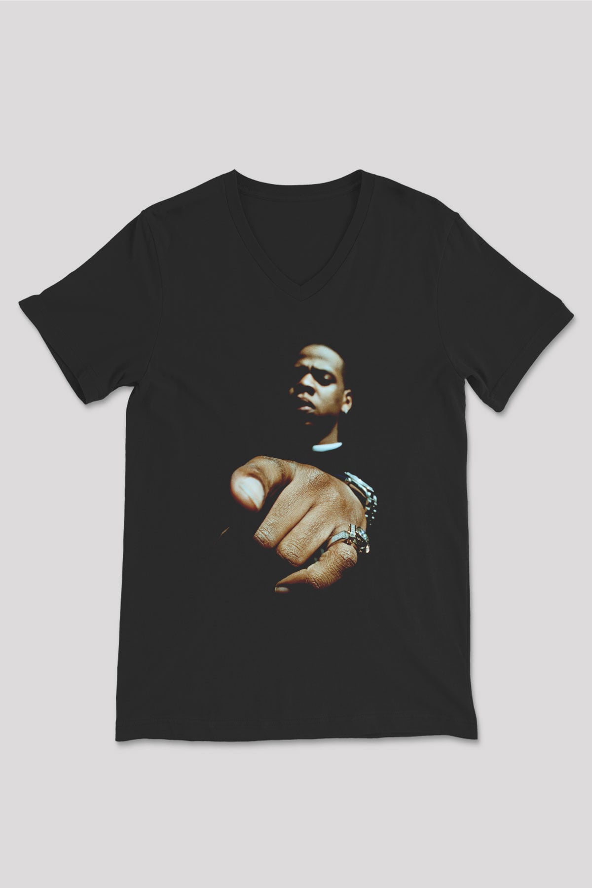 Jay-Z Siyah Unisex V Yaka Tişört
