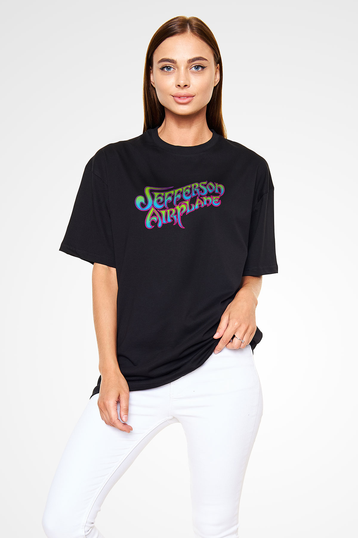 Jefferson Airplane Siyah Unisex Oversize Tişört T-Shirt