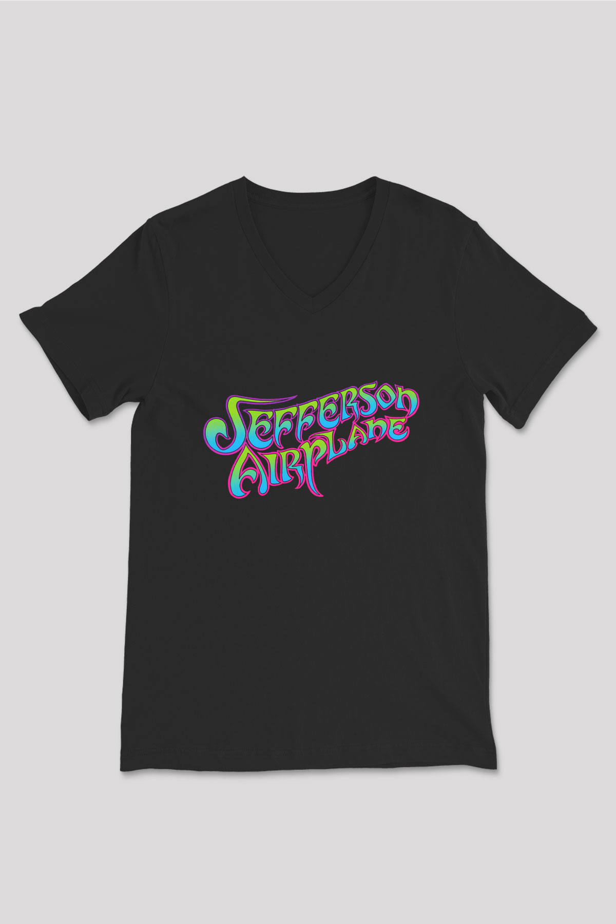 Jefferson Airplane Siyah Unisex V Yaka Tişört T-Shirt