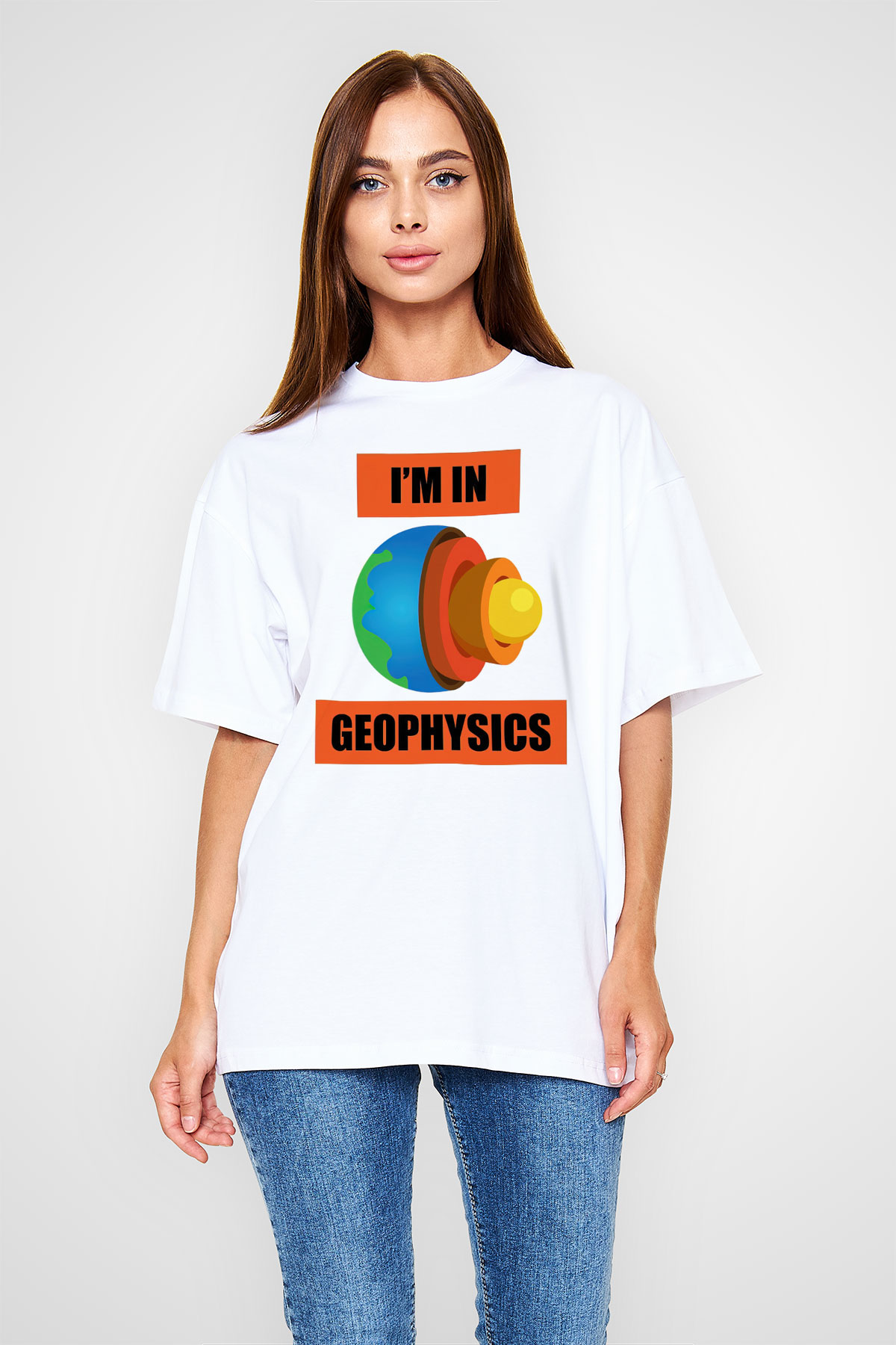 Jeofizik mühendisi Beyaz Oversize Tişört Oversize T-shirt - TişörtFabrikası