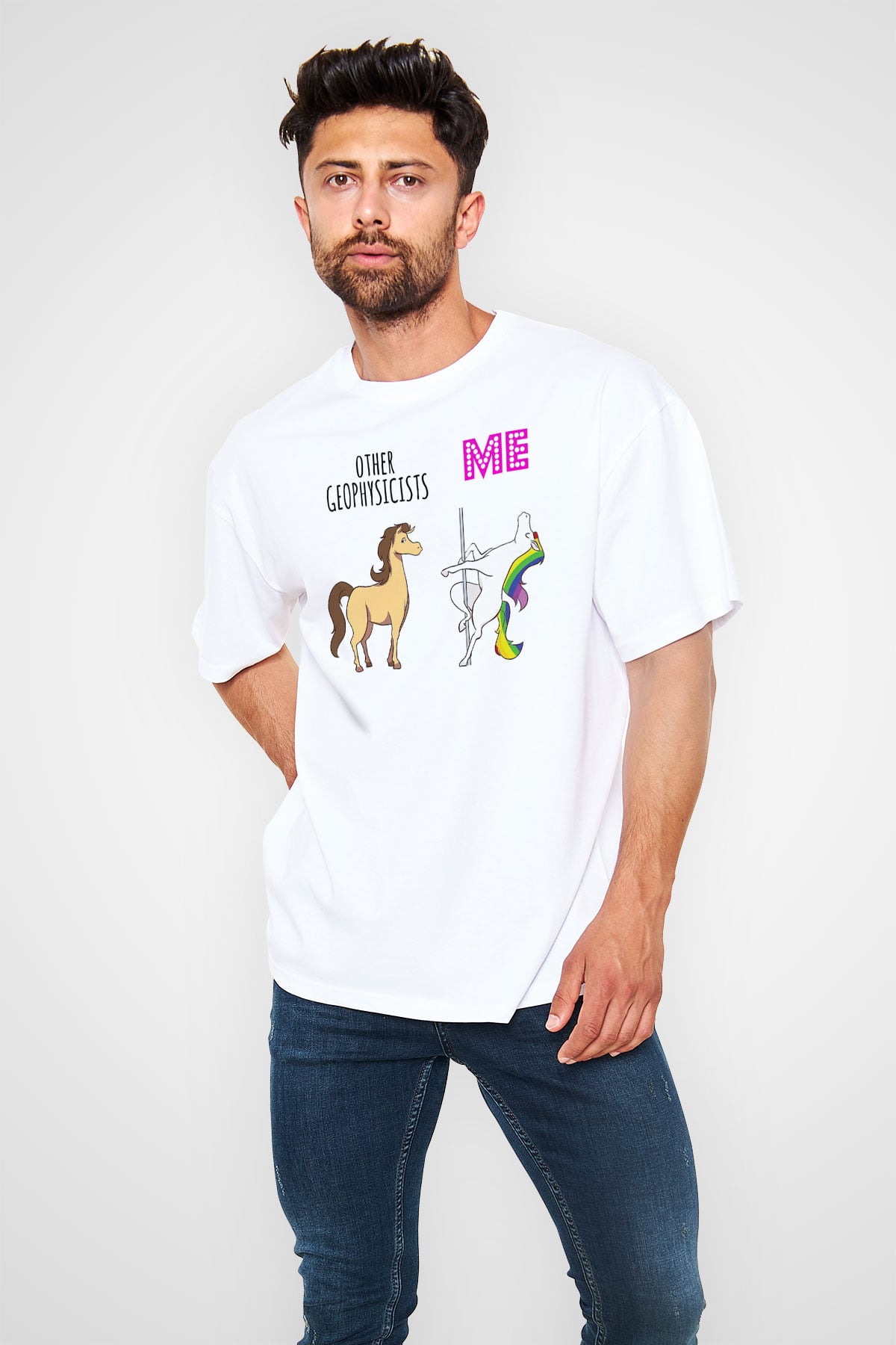 Jeofizik mühendisi Beyaz Oversize Tişört Oversize T-shirt - TişörtFabrikası