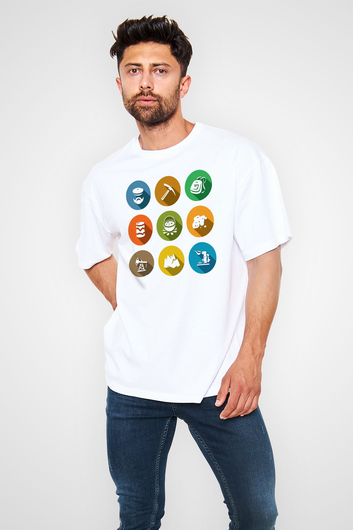 Jeolog Beyaz Unisex Oversize Tişört T-Shirt