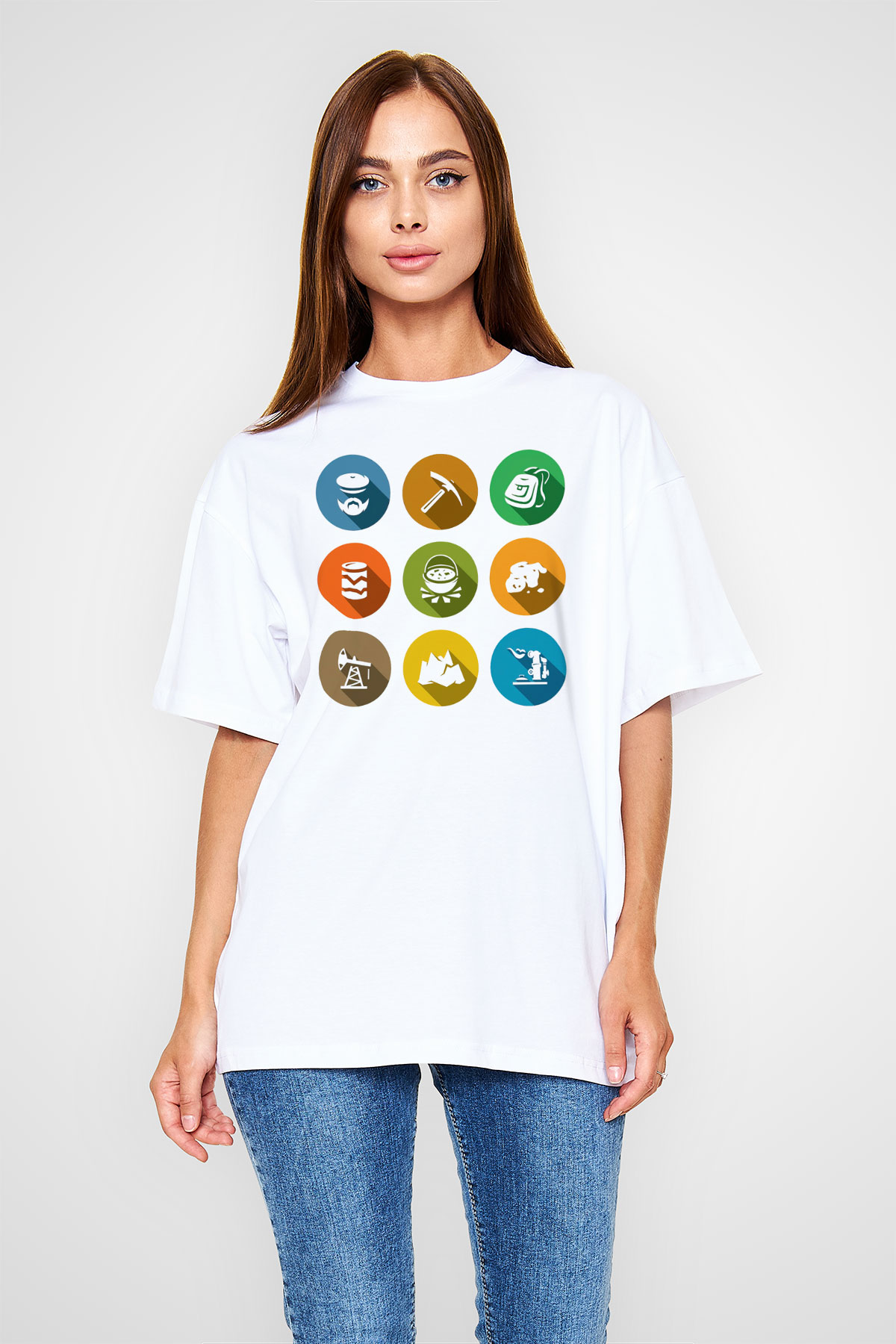 Jeolog Beyaz Unisex Oversize Tişört T-Shirt