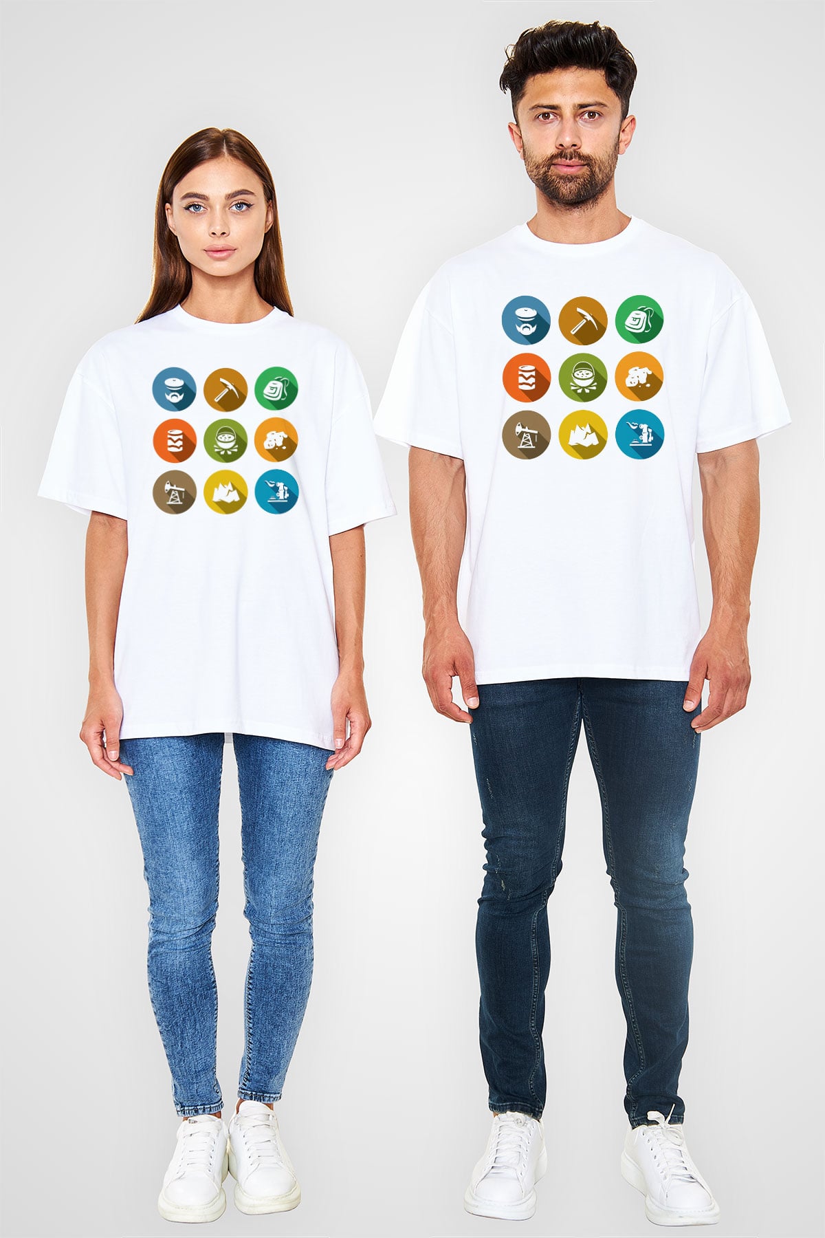 Jeolog Beyaz Unisex Oversize Tişört T-Shirt
