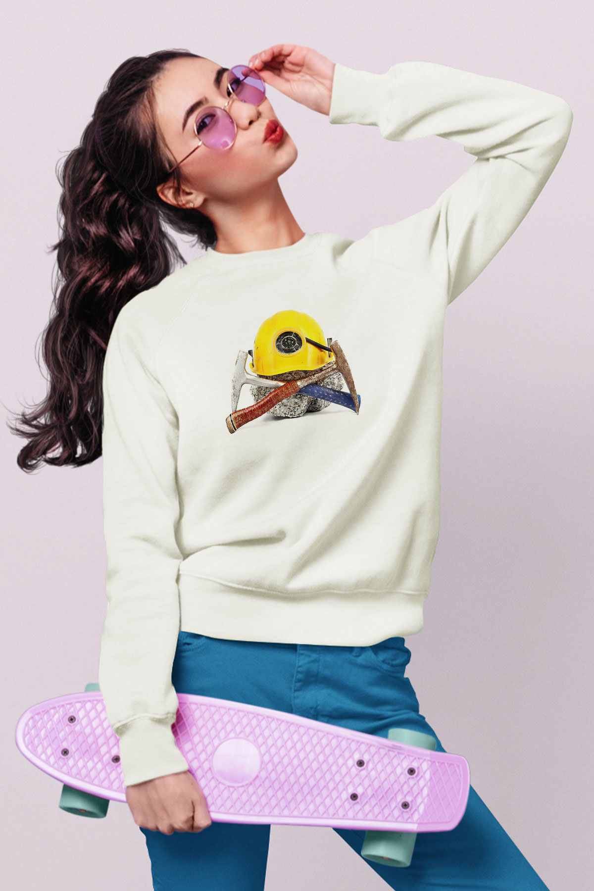 Jeolog Beyaz Unisex Sweatshirt