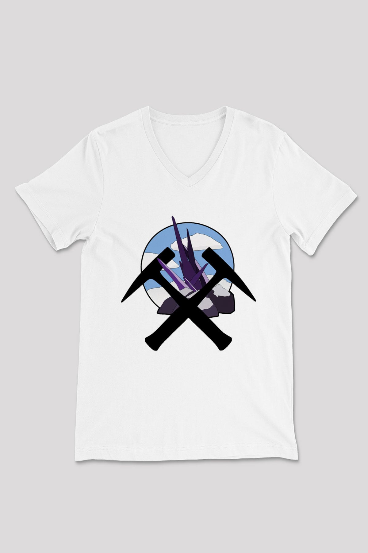 Jeolog Beyaz Unisex V Yaka Tişört T-Shirt