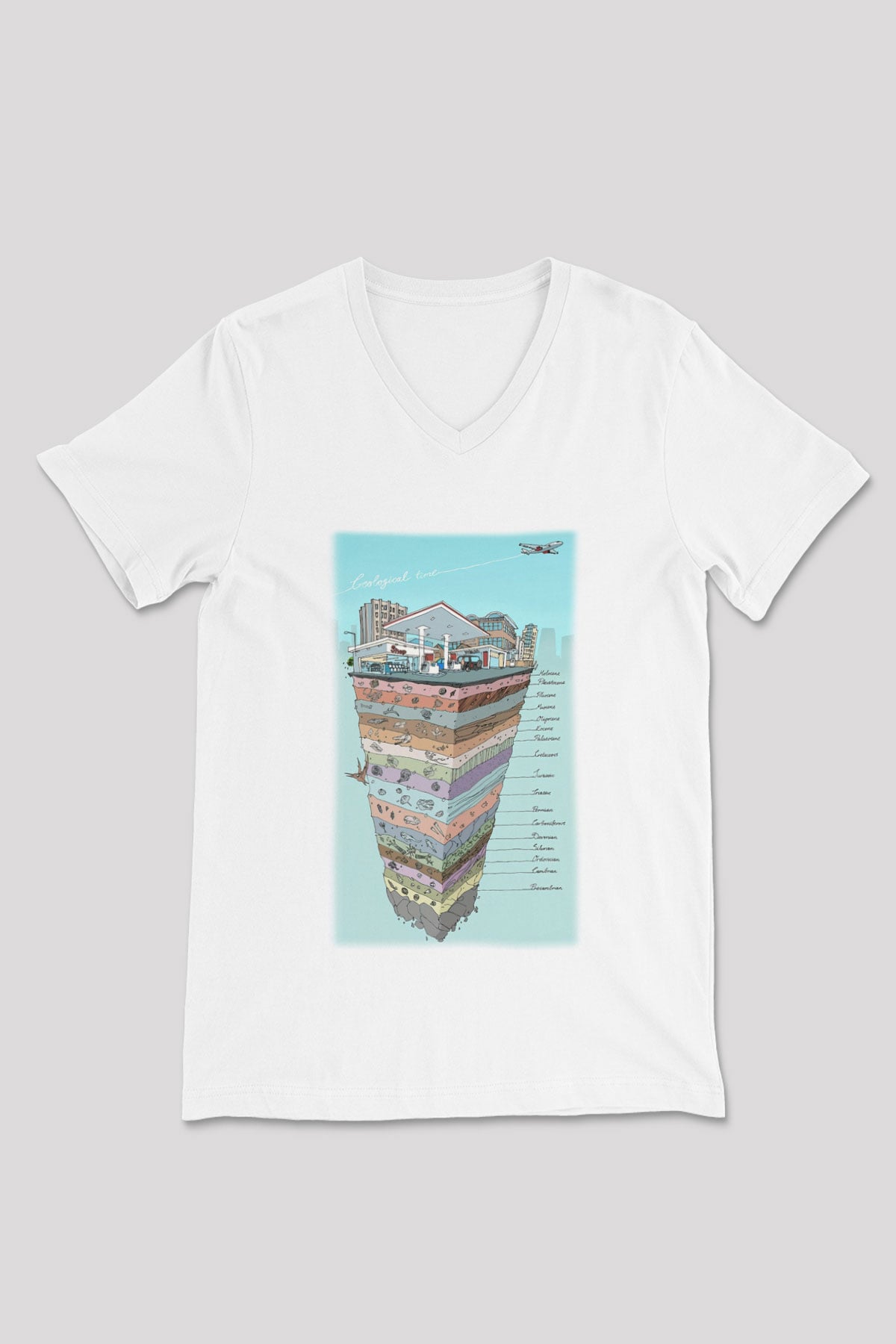 Jeoloji mühendisi Beyaz Unisex V Yaka Tişört T-Shirt