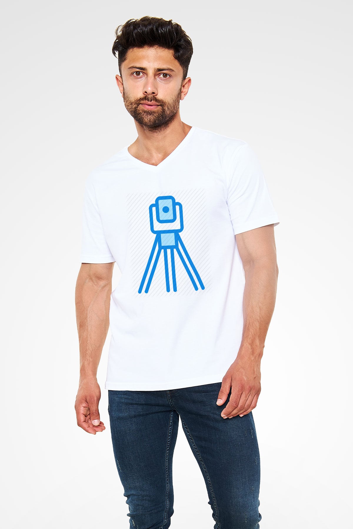 Jeoloji mühendisi Beyaz Unisex V Yaka Tişört T-Shirt