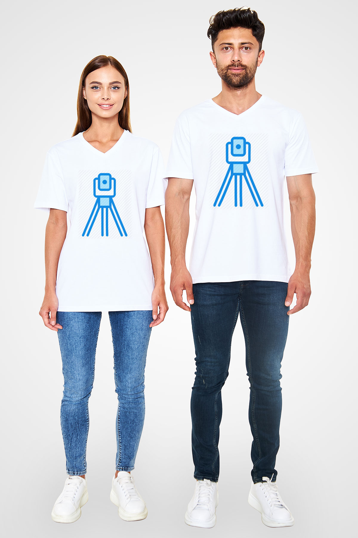 Jeoloji mühendisi Beyaz Unisex V Yaka Tişört T-Shirt