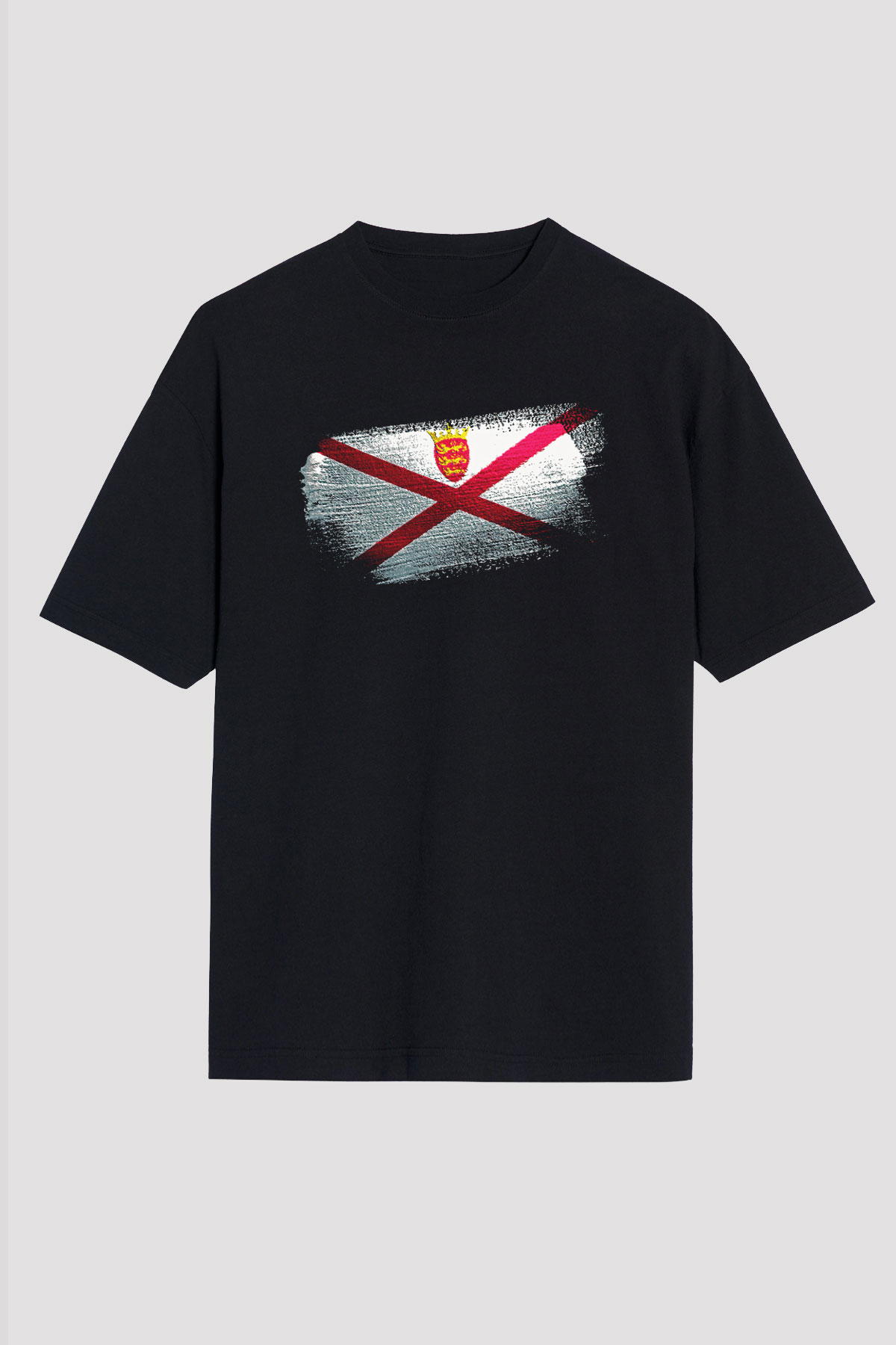 Jersey Bayrağı Baskılı Unisex Siyah Oversize Tişört