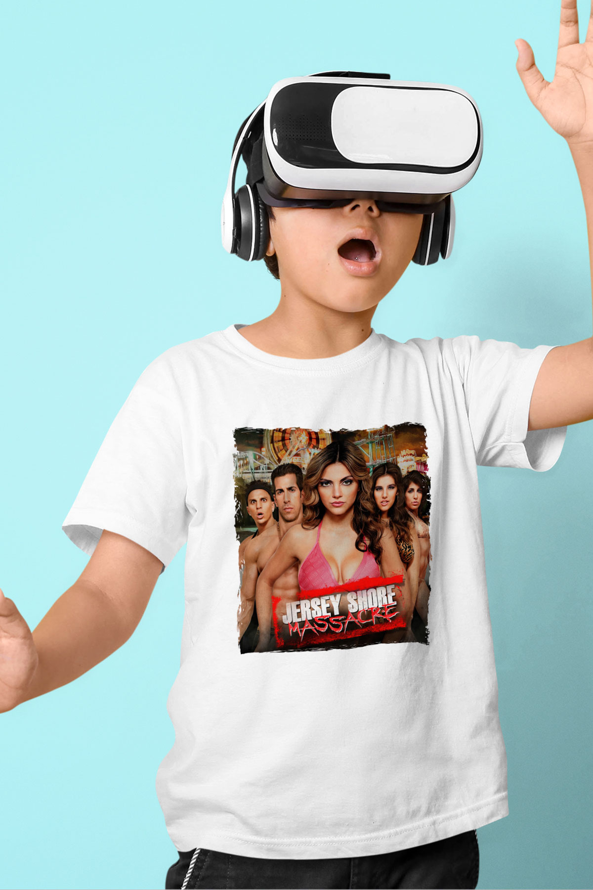 Jersey Shore Beyaz Unisex Çocuk Tişört
