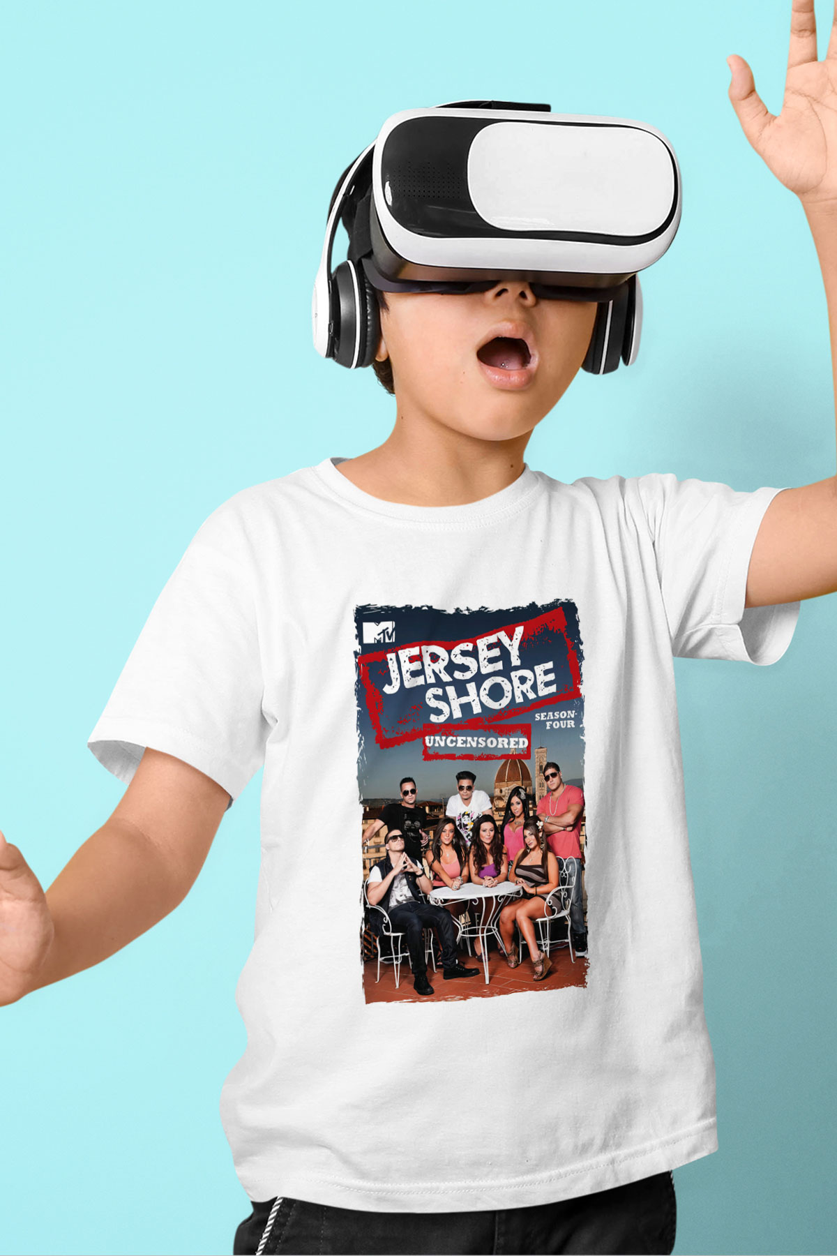 Jersey Shore Beyaz Unisex Çocuk Tişört