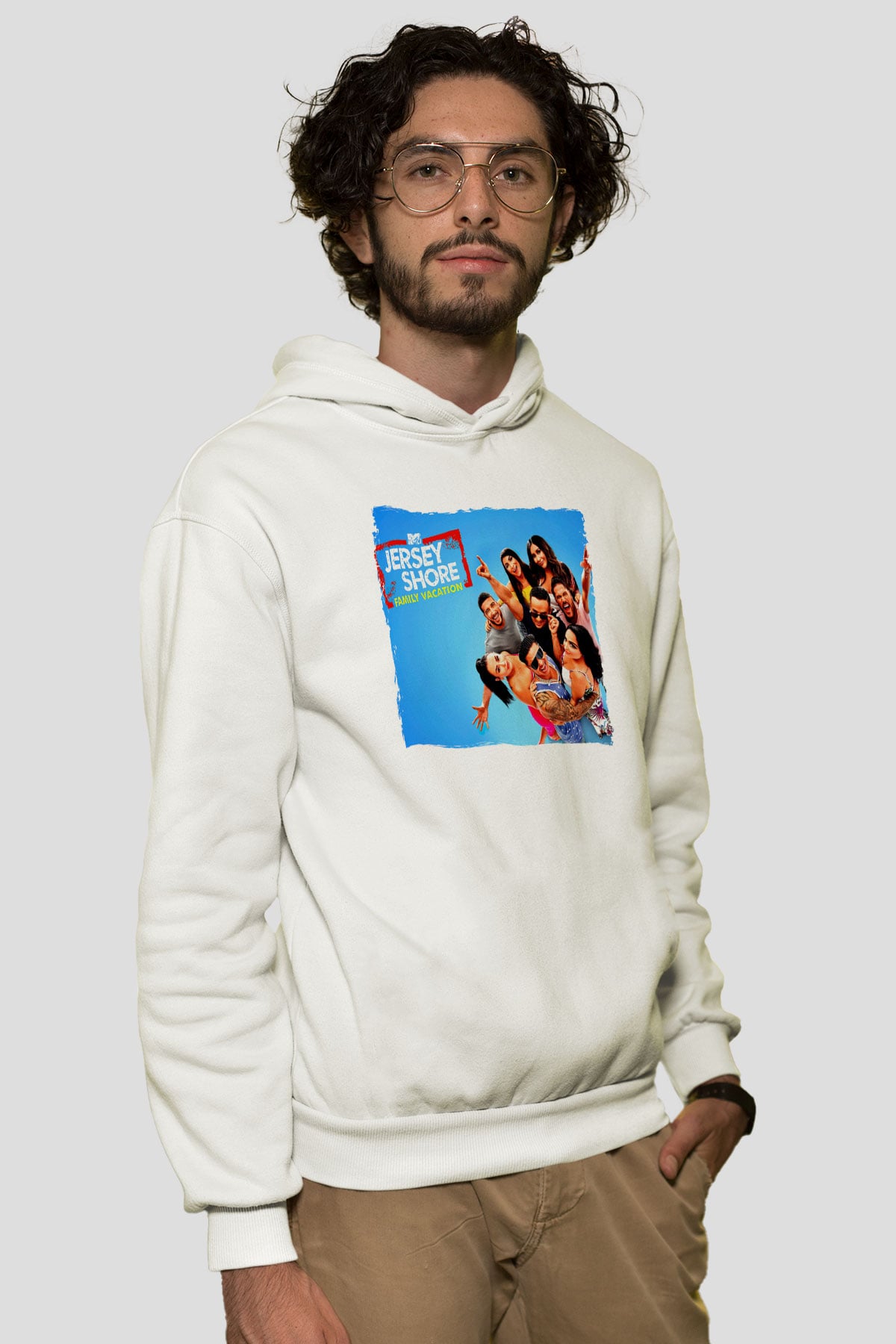 Jersey Shore Beyaz Unisex Hoodie