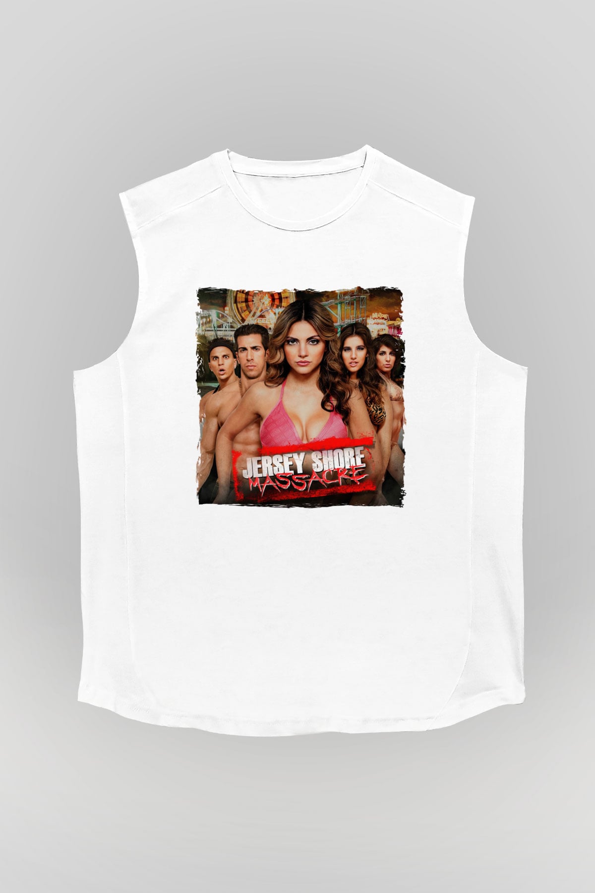 Jersey Shore Beyaz Unisex Kolsuz Tişört