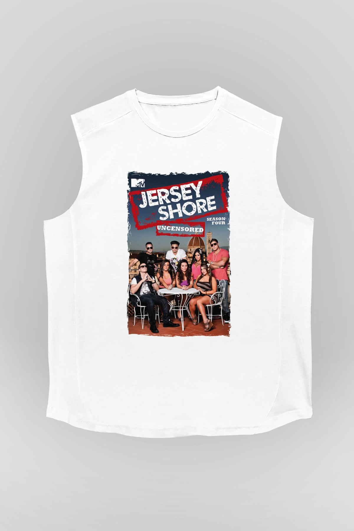 Jersey Shore Beyaz Unisex Kolsuz Tişört