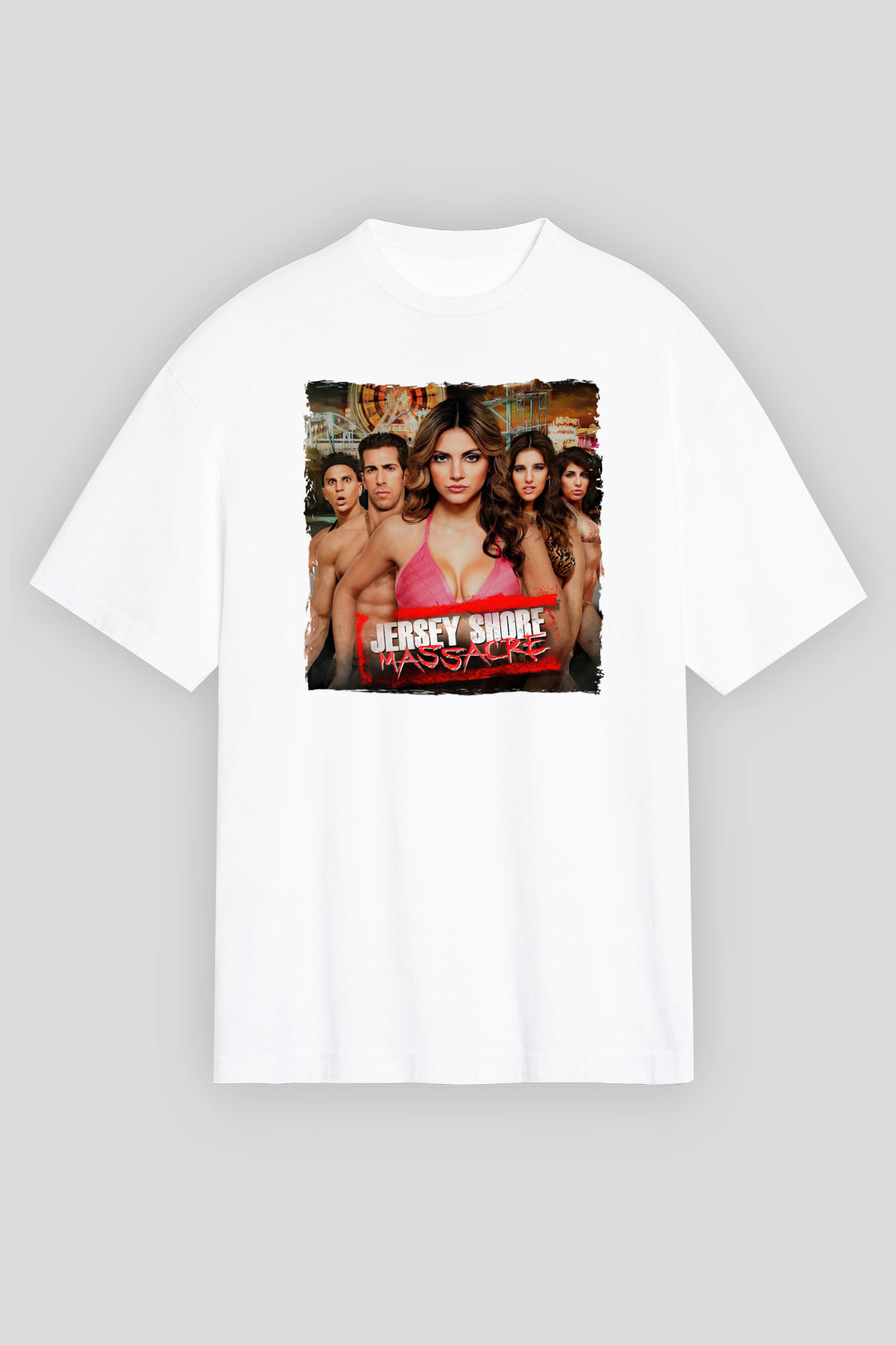 Jersey Shore Beyaz Oversize Tişört Oversize T-shirt