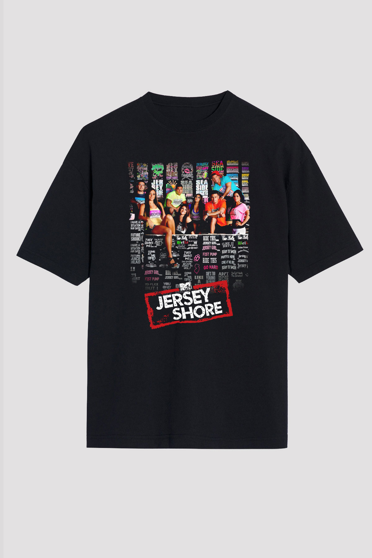 Jersey Shore Siyah Oversize Tişört Oversize T-shirt