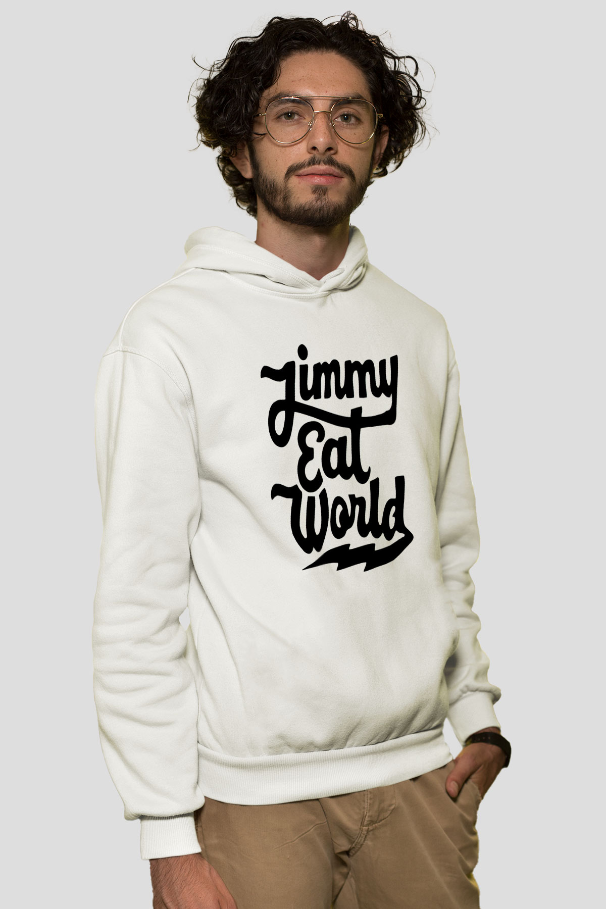 Jimmy Eat World Beyaz Unisex Kapüşonlu Sweatshirt