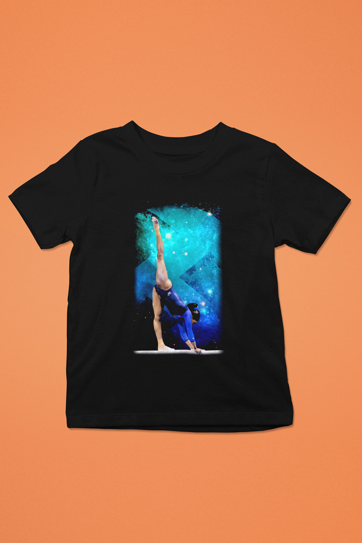 Jimnastik Baskılı Siyah Unisex Çocuk Tişört