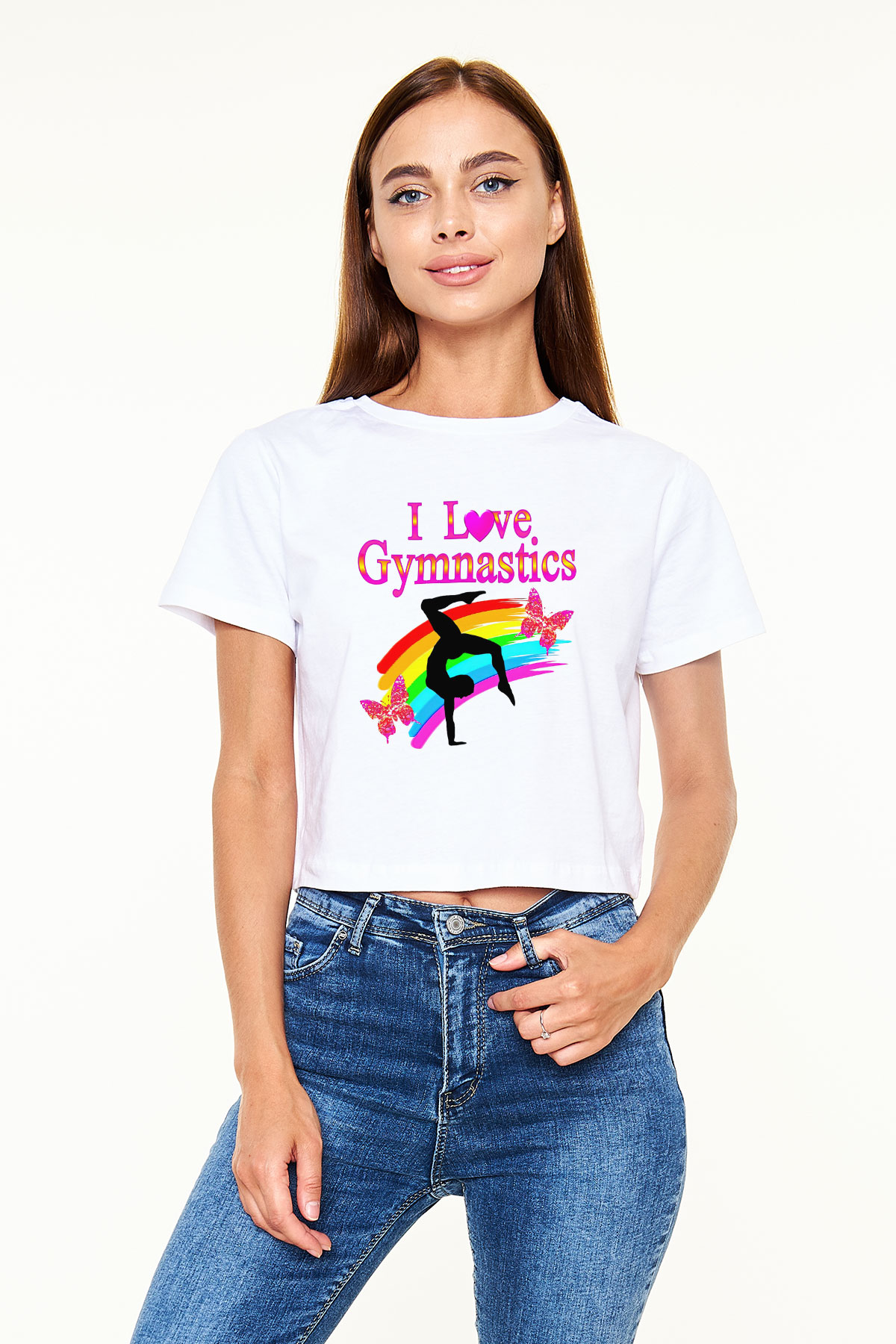 Jimnastik Beyaz Croptop Tişört