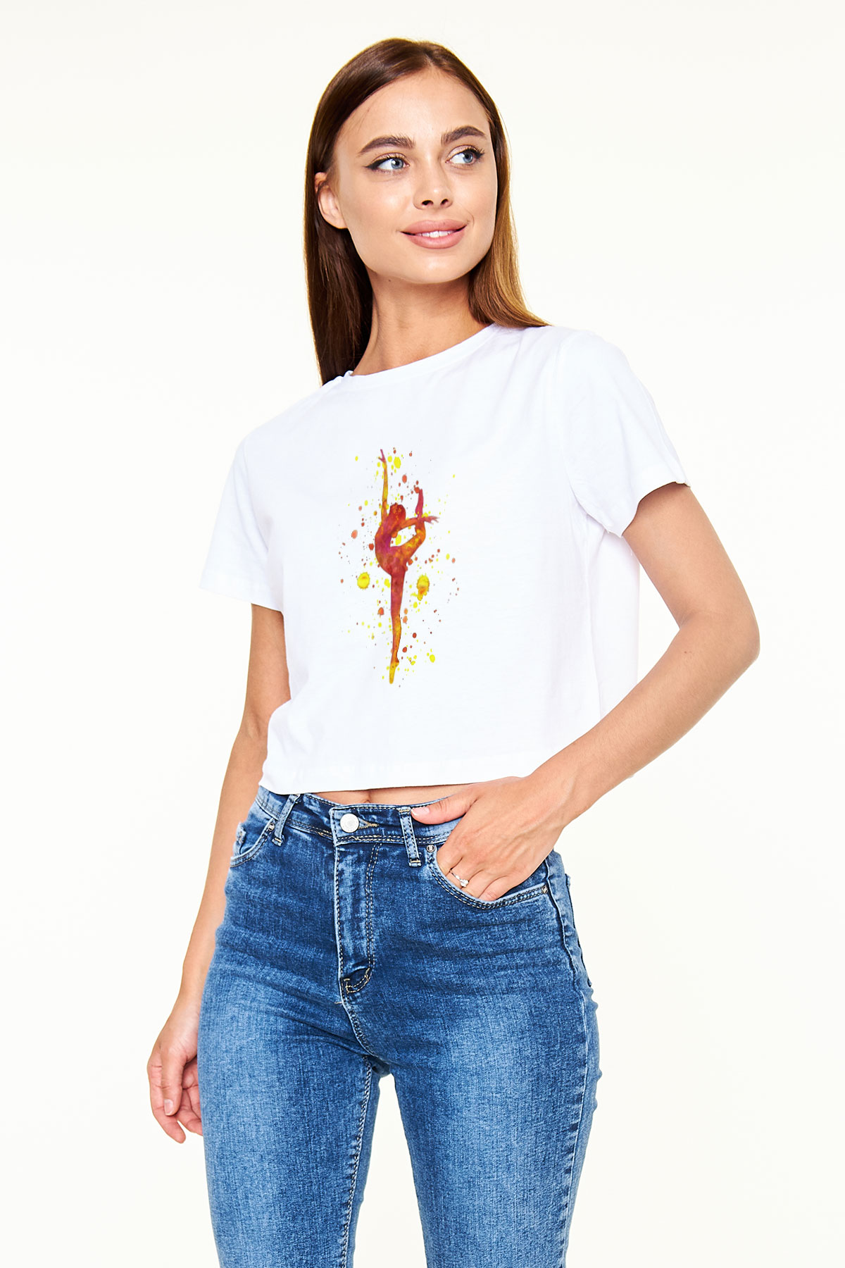 Jimnastik Beyaz Croptop Tişört
