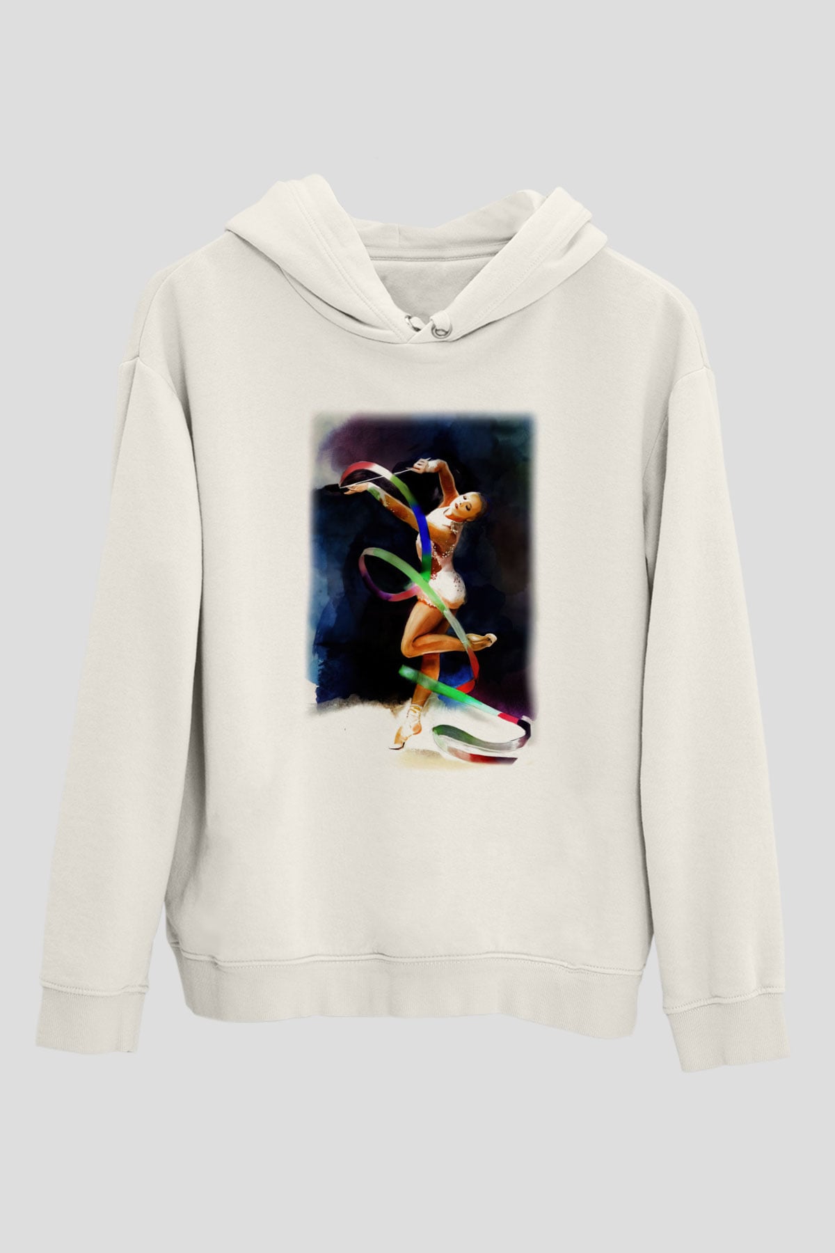 Jimnastik Beyaz Unisex Hoodie