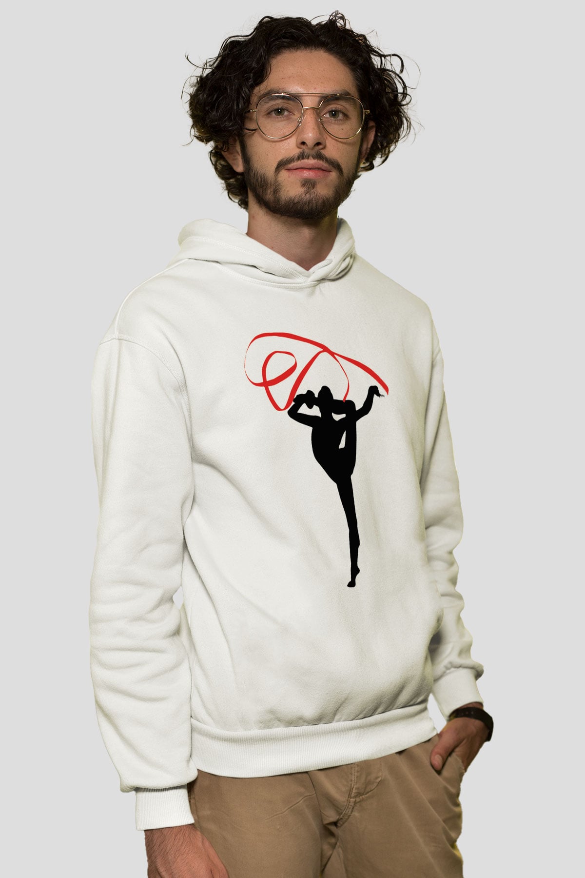 Jimnastik Beyaz Unisex Kapüşonlu Sweatshirt
