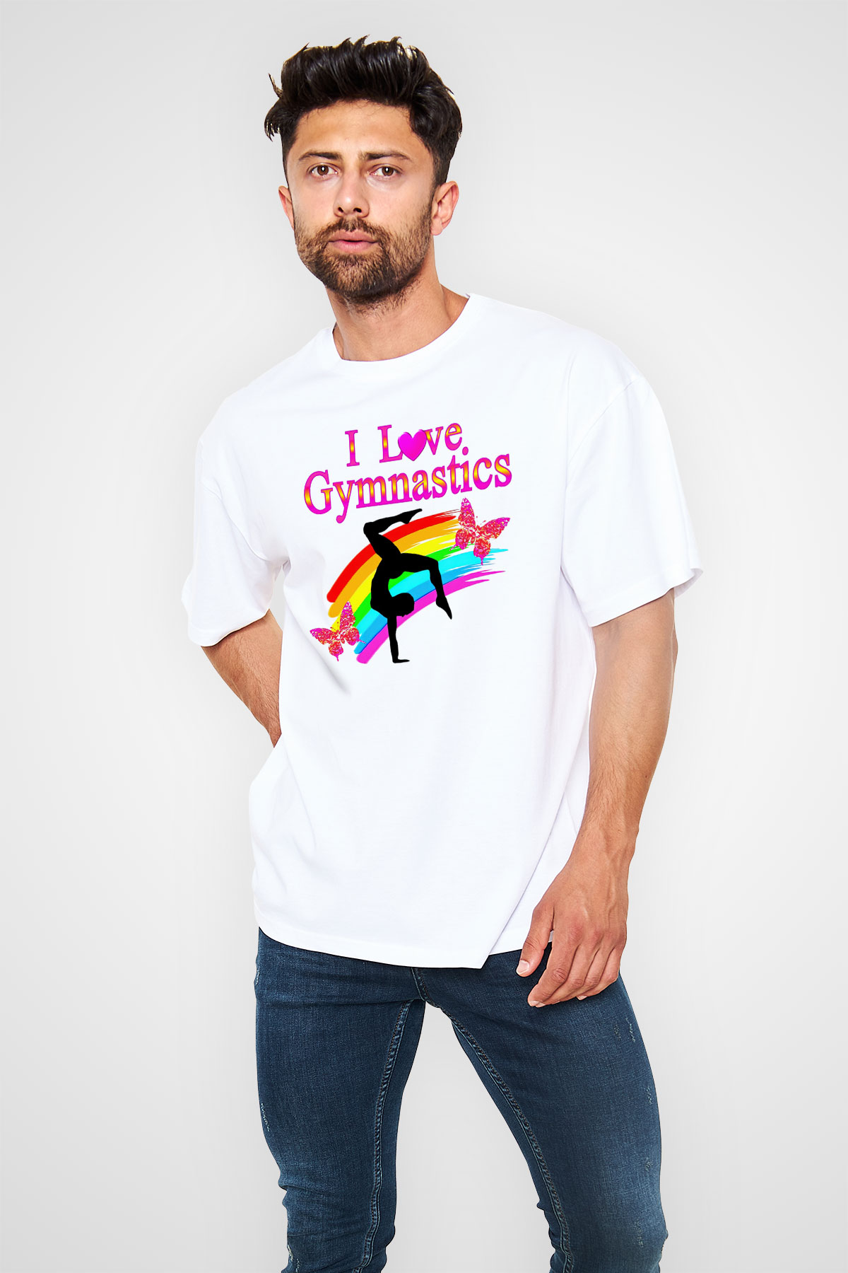 Jimnastik Beyaz Unisex Oversize Tişört T-Shirt