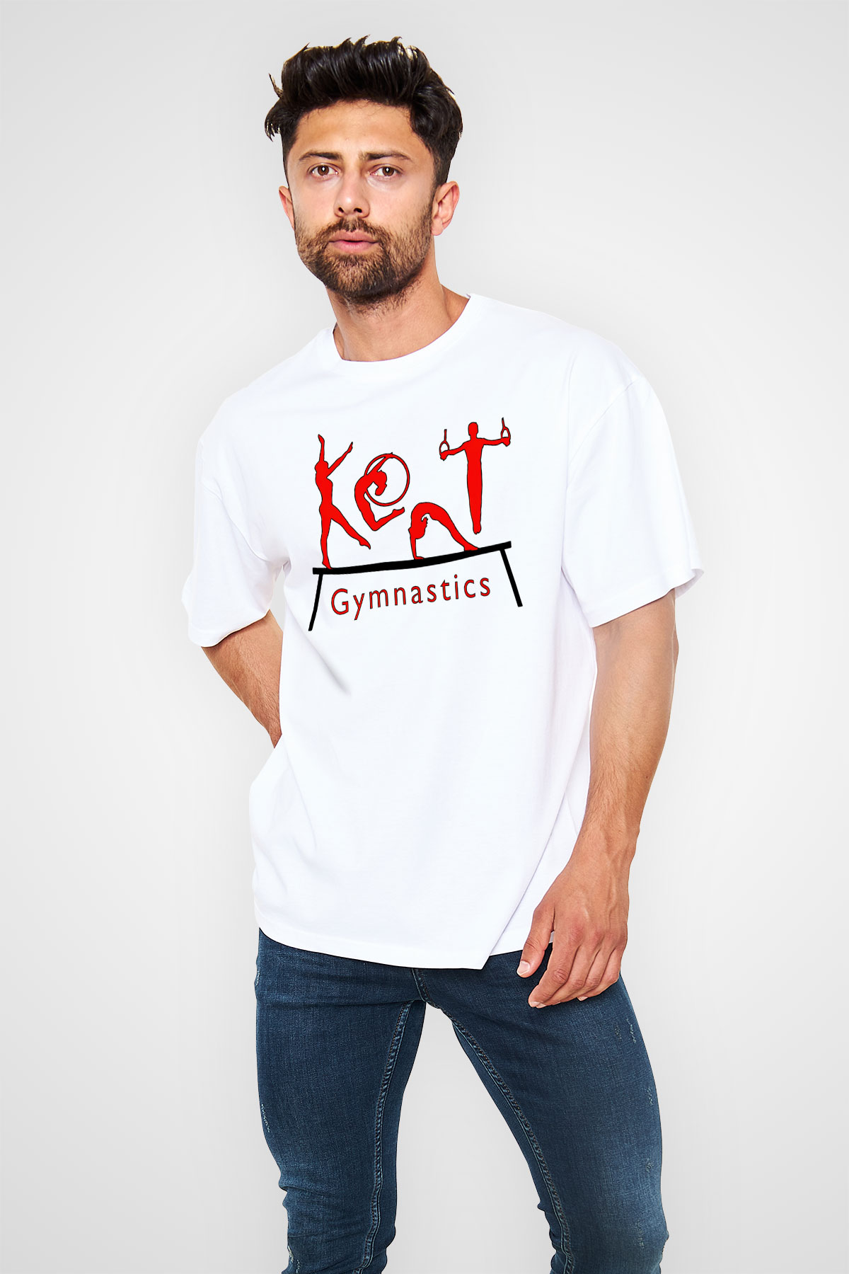 Jimnastik Beyaz Unisex Oversize Tişört T-Shirt