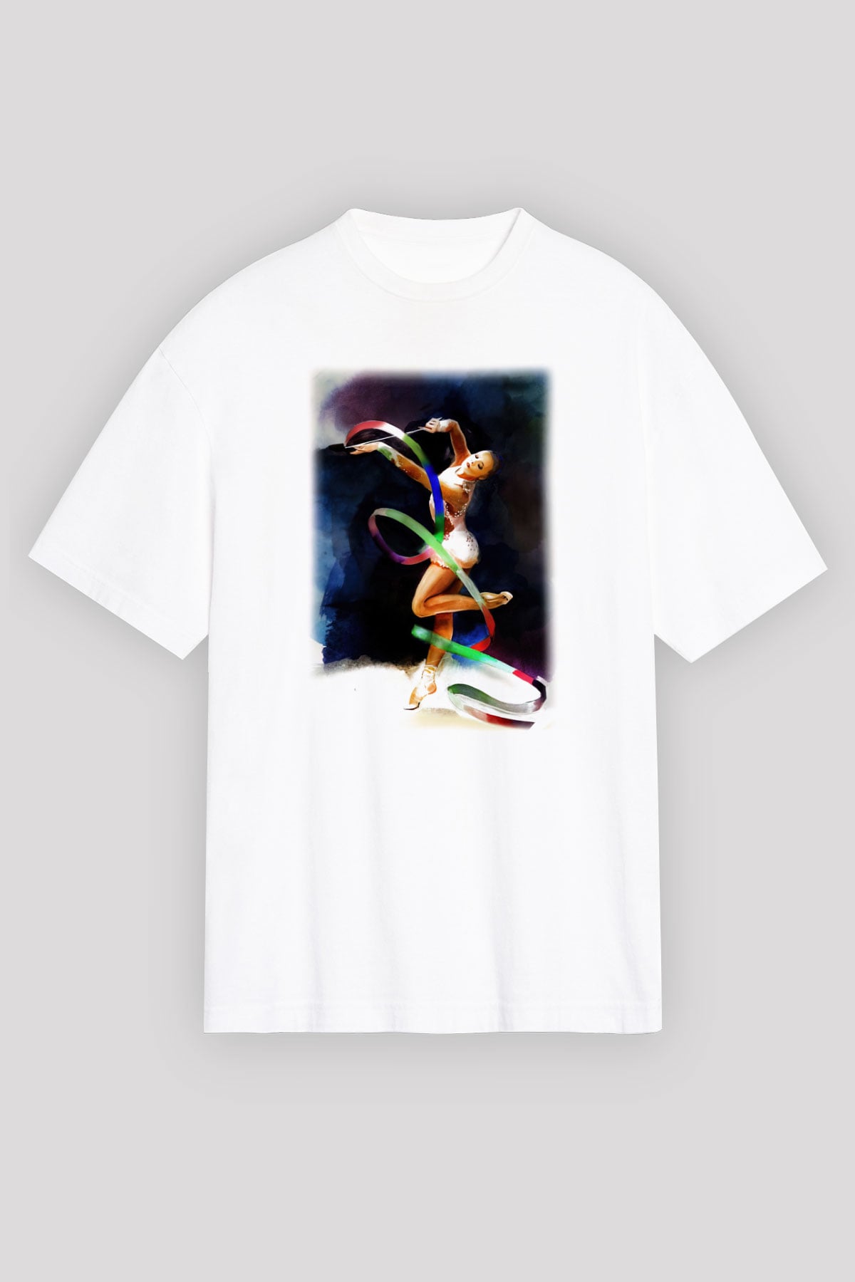 Jimnastik Beyaz Unisex Oversize Tişört T-Shirt