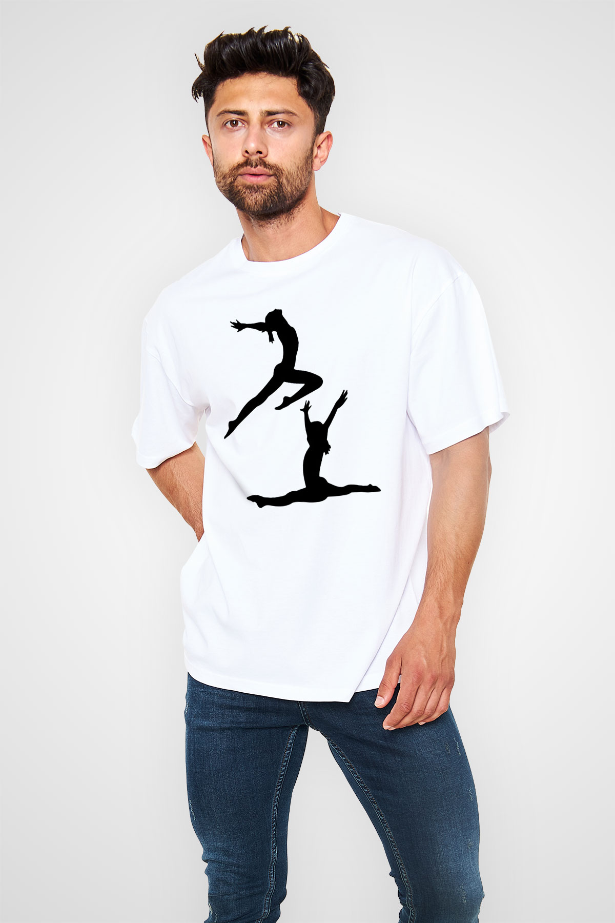 Jimnastik Beyaz Unisex Oversize Tişört T-Shirt