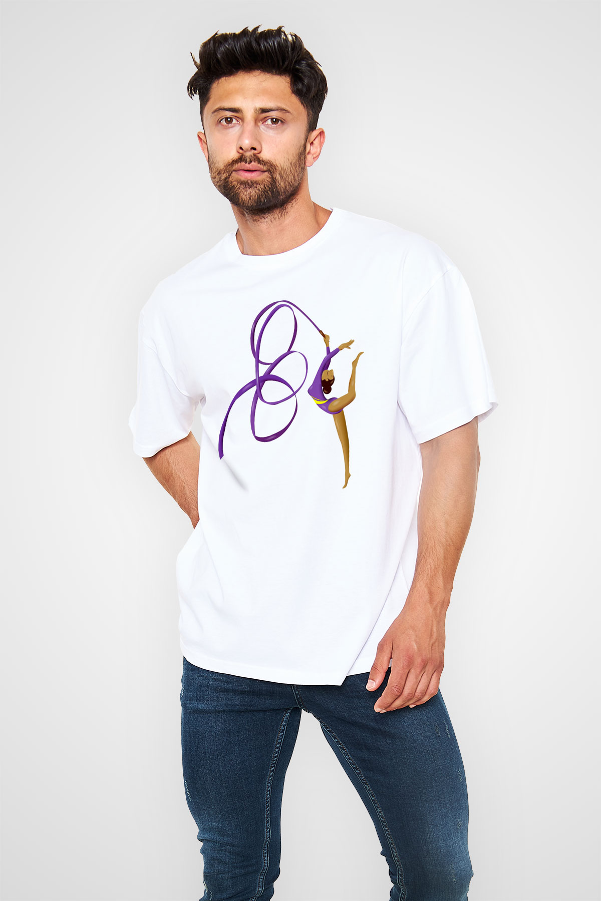 Jimnastik Beyaz Unisex Oversize Tişört T-Shirt