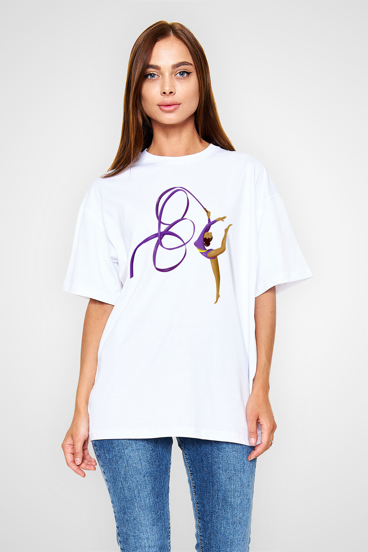 Jimnastik Beyaz Unisex Oversize Tişört T-Shirt