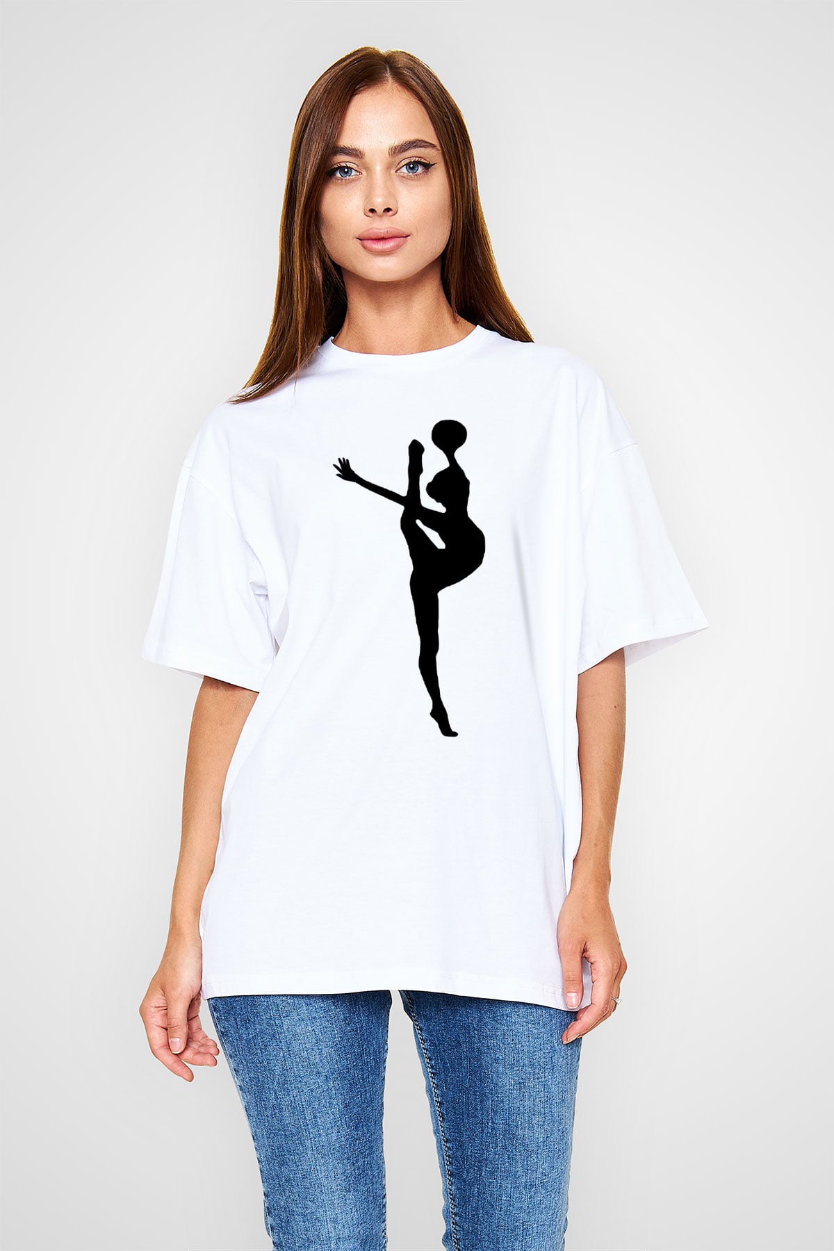 Jimnastik Beyaz Unisex Oversize Tişört T-Shirt