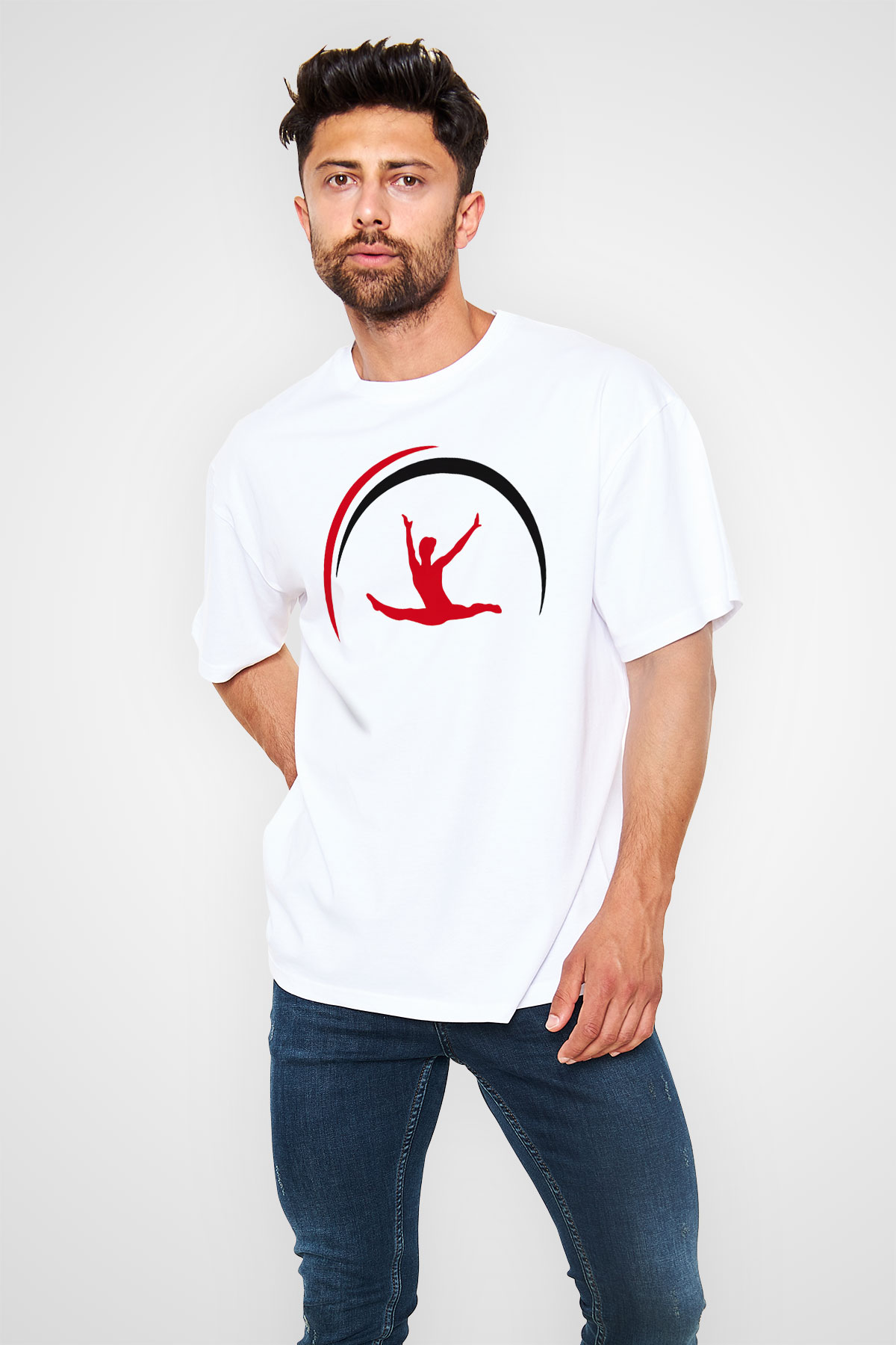 Jimnastik Beyaz Unisex Oversize Tişört T-Shirt