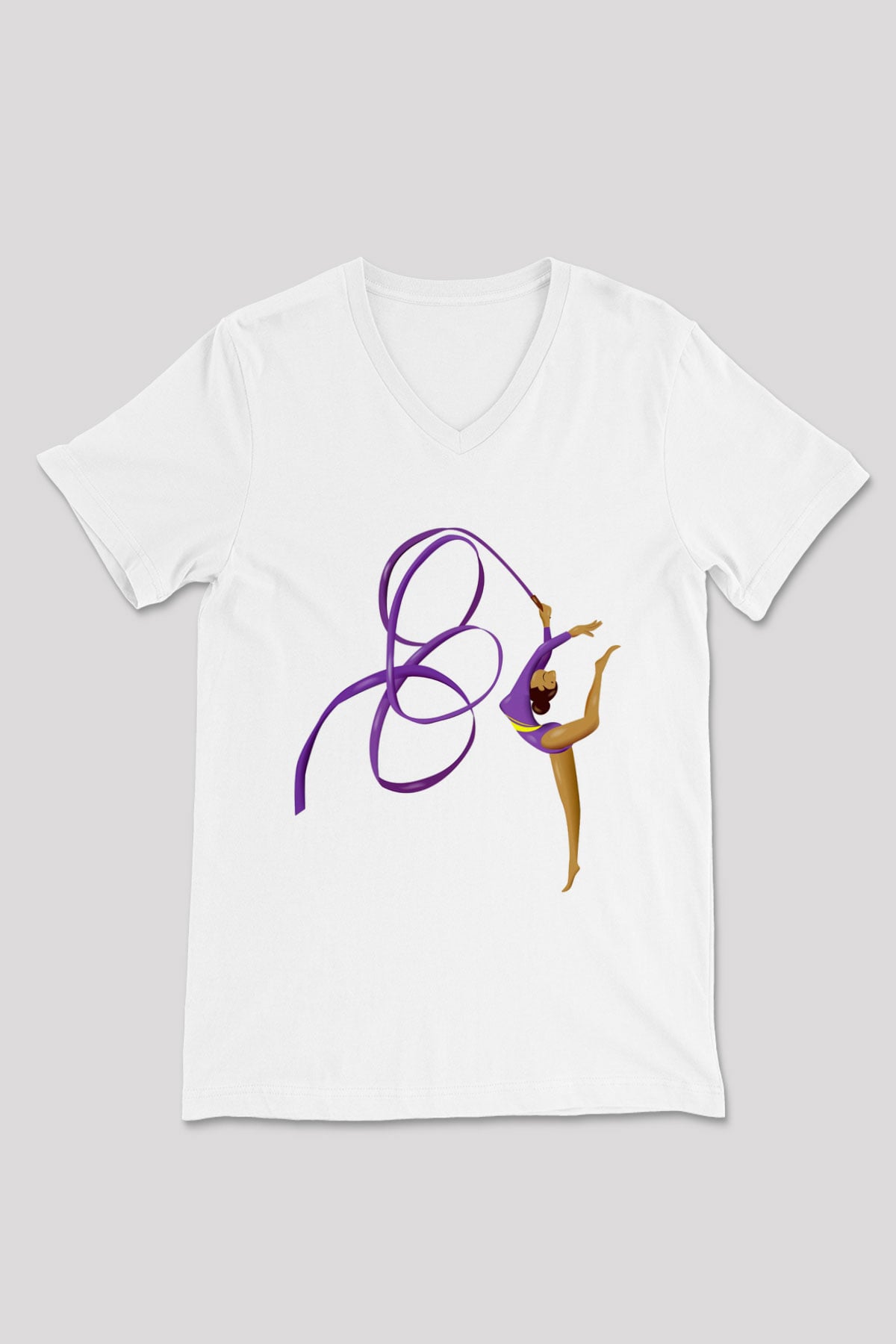 Jimnastik Beyaz Unisex V Yaka Tişört T-Shirt