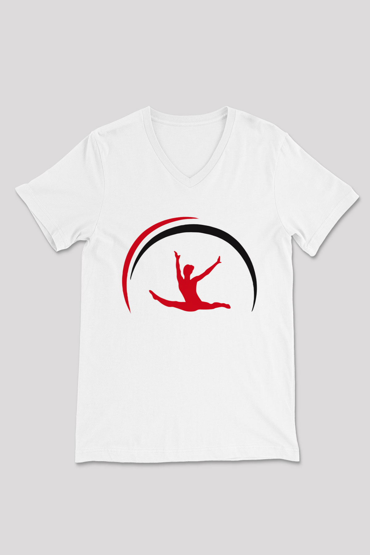 Jimnastik Beyaz Unisex V Yaka Tişört T-Shirt