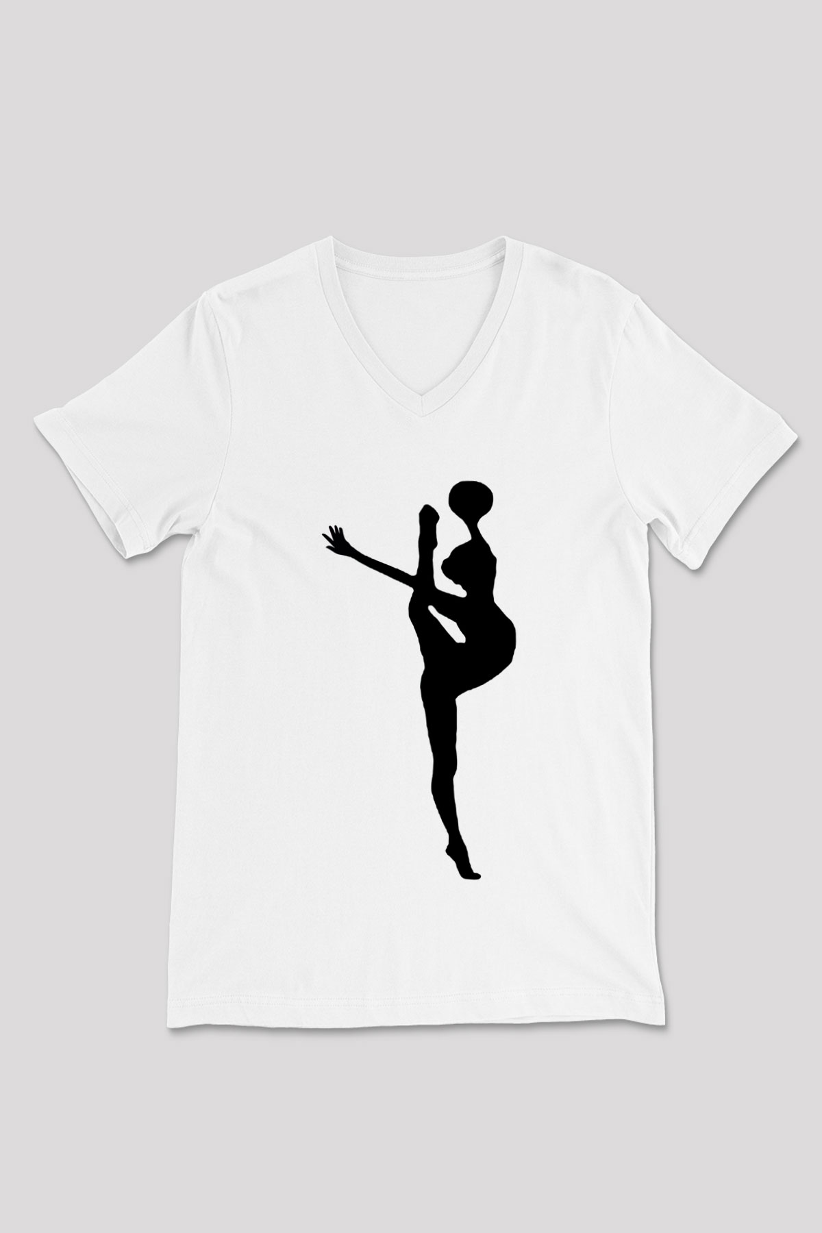 Jimnastik Beyaz Unisex V Yaka Tişört T-Shirt